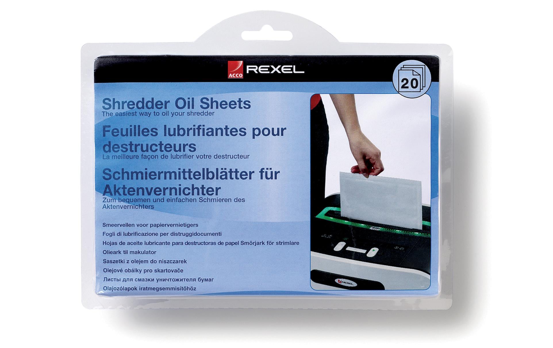 Rexel Aktenvernichter-Ölblätter – 20 Stk., 222 × 180 mm