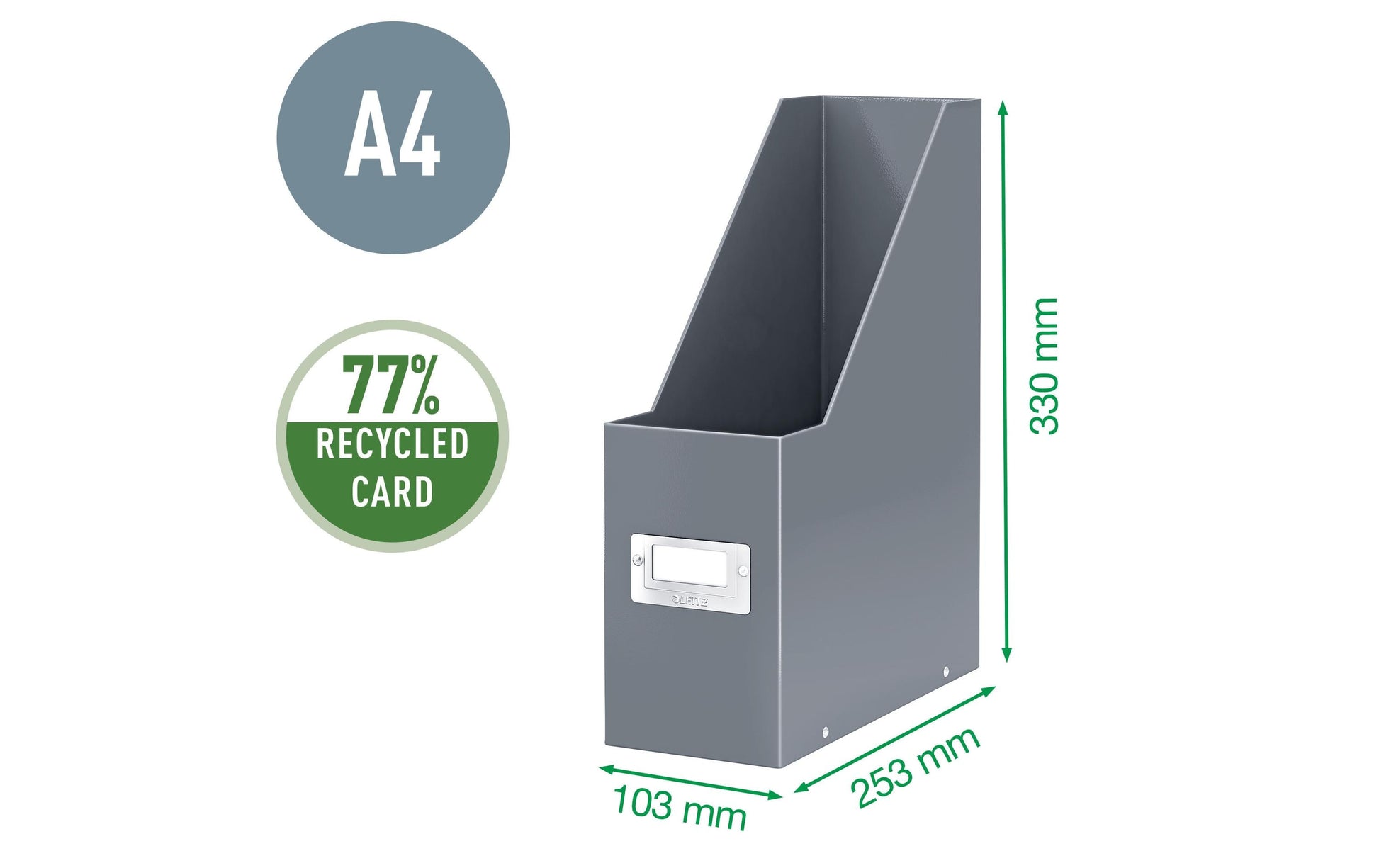 Leitz Ablageprodukt – Karton, mit Beschriftungsfeld, schwarz, 253×103×330 mm