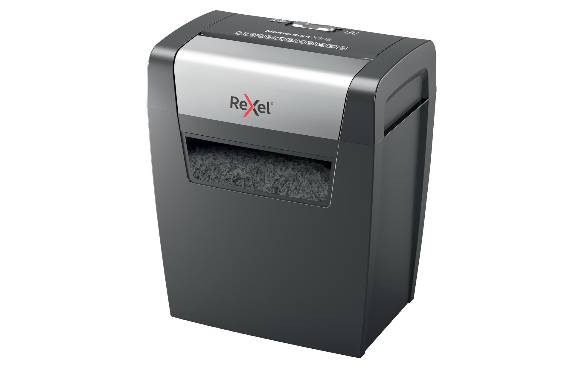 Rexel Momentum X308 – Aktenvernichter, DIN P-3, Partikelschnitt 5 × 42 mm, 8 Blatt, 15 l, A4