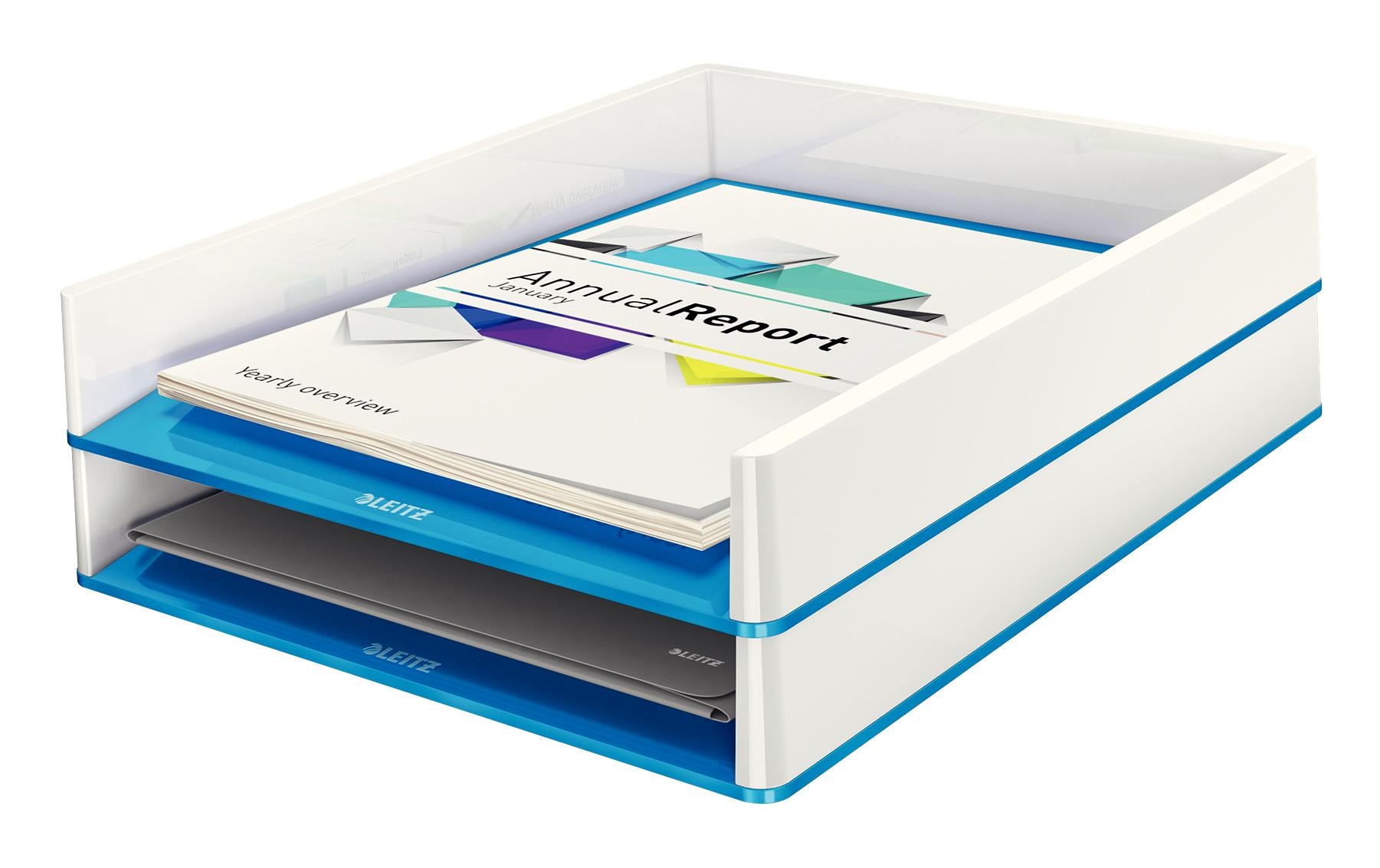 Leitz WOW – Briefkorb für A4, Polystyrol (PS), Blau, Metallisch, 267 × 49 × 336 mm