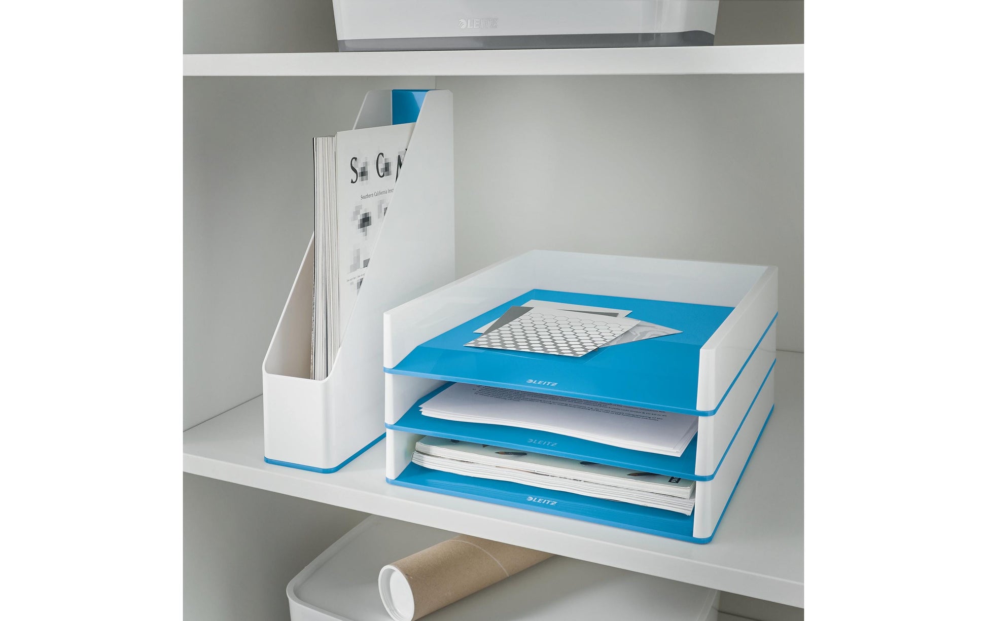 Leitz WOW – Briefkorb für A4, Polystyrol (PS), Blau, Metallisch, 267 × 49 × 336 mm