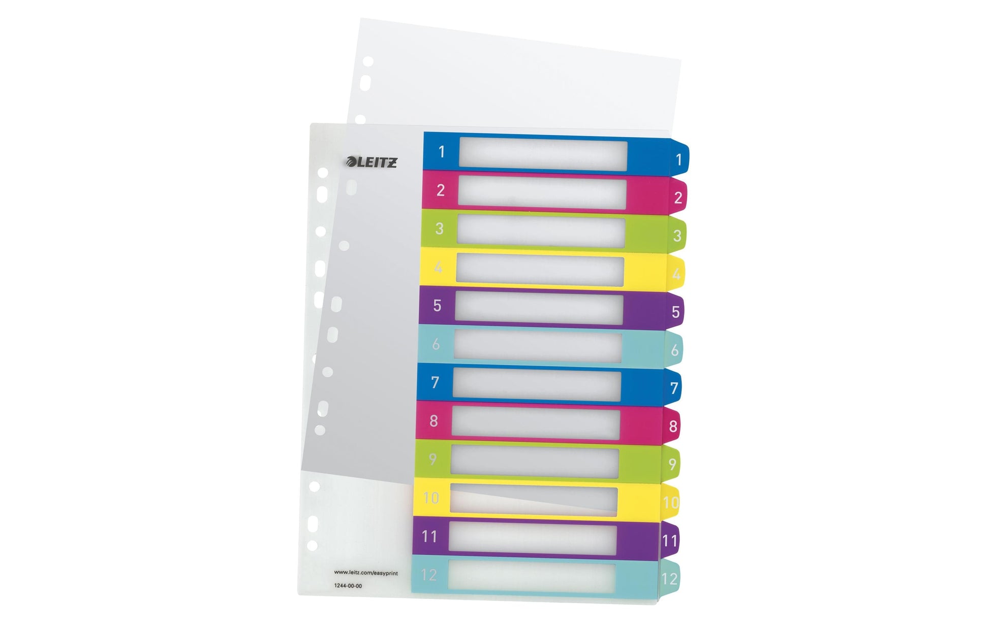 Leitz Wow Register – A4, 12-teilig, PP, farbig, vorgedruckt, 11-fach Lochung, überbreit
