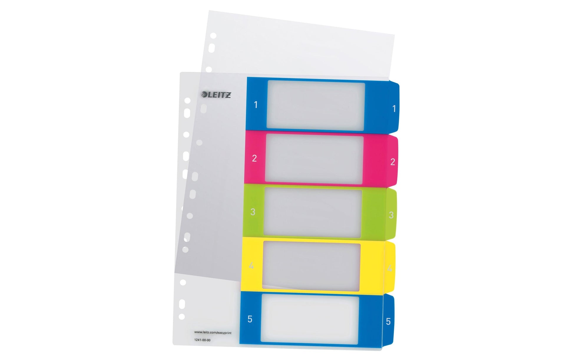 Leitz Register – A4, 5-teilig, PP, farbig, Indexblatt, 11-fach Lochung, für Zeigebuchtaschen