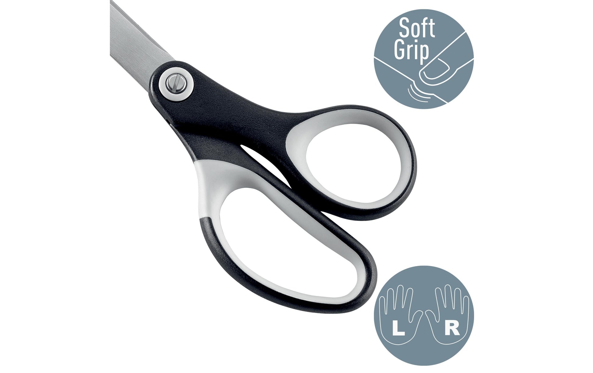 Leitz Schere 26,0 cm, für Rechts- und Linkshänder – Edelstahl, Grau