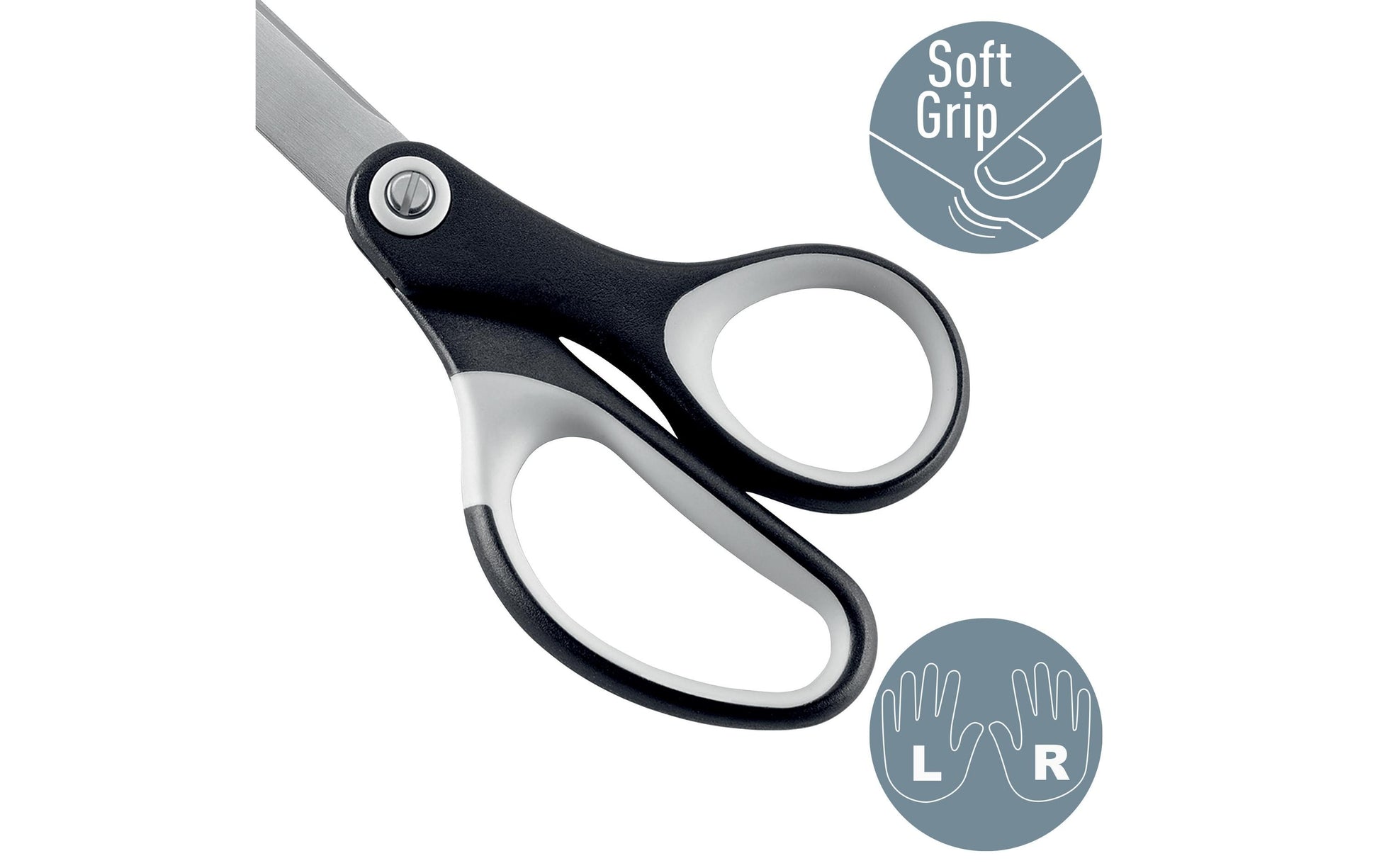 Leitz Schere 26,0 cm, für Rechts- und Linkshänder – Edelstahl, Grau