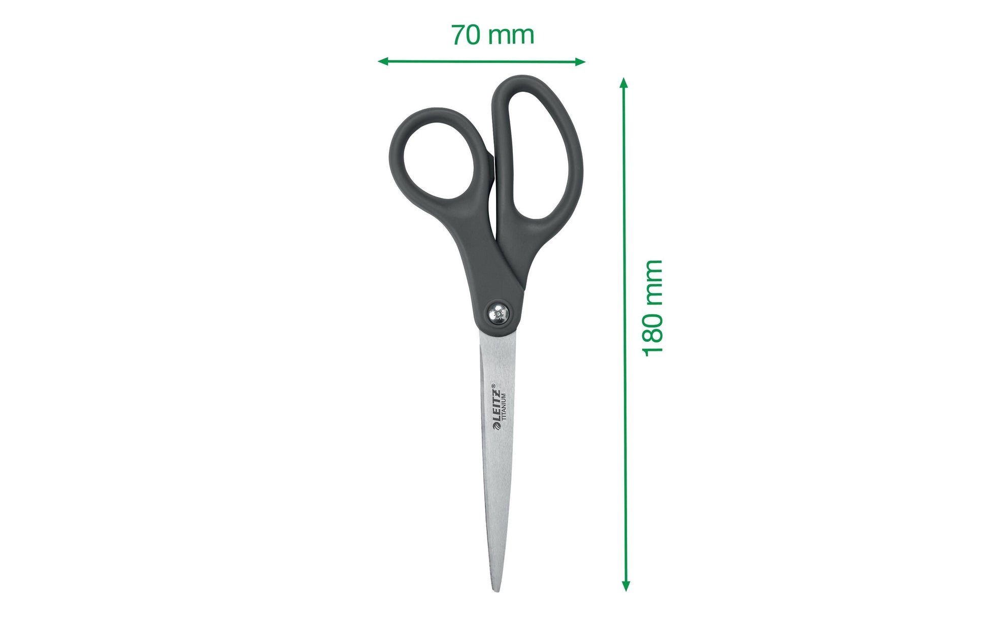Leitz Schere 18,0 cm, für Rechts- und Linkshänder – Edelstahl, Grau