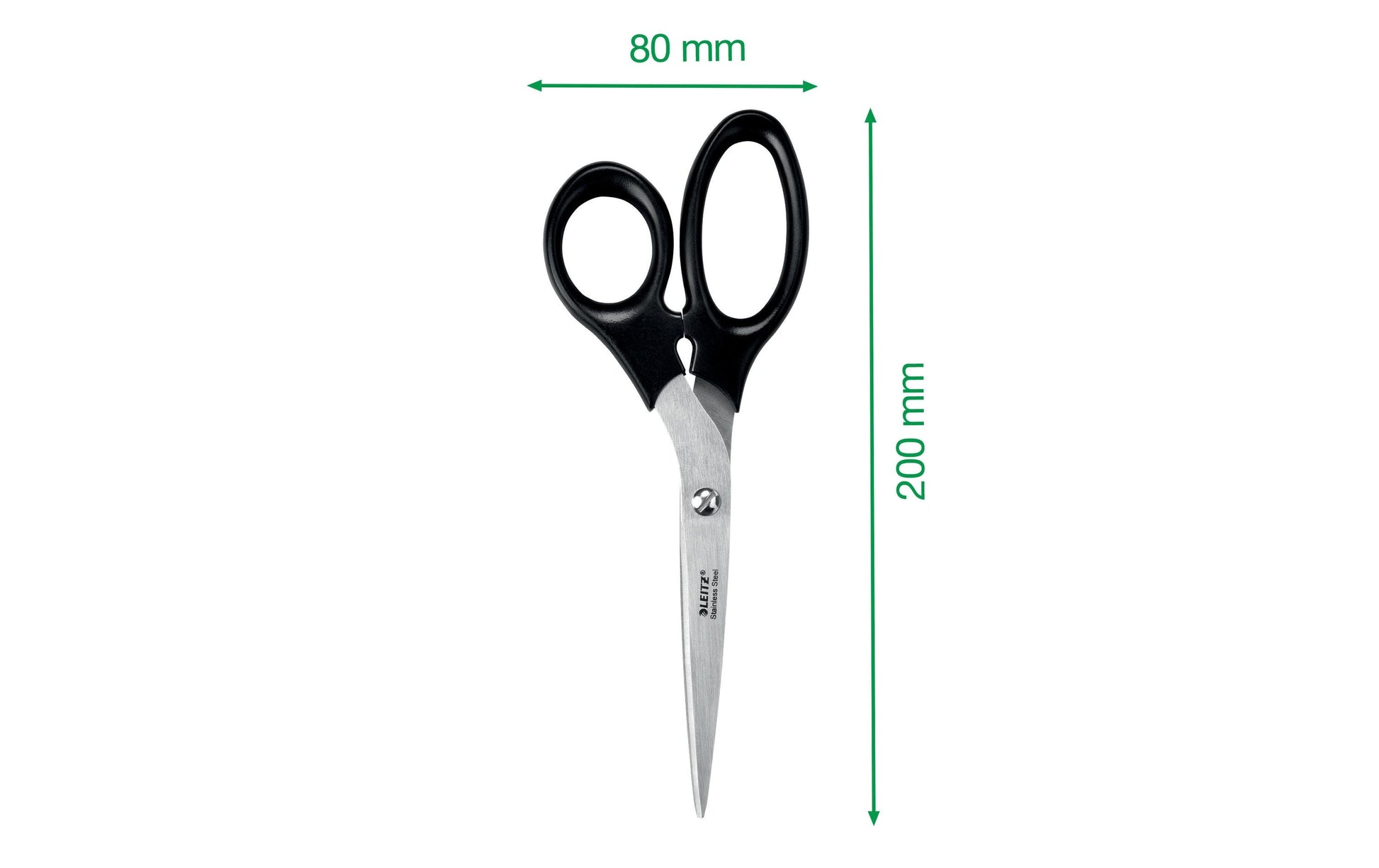 Leitz Schere 20,0 cm, für Rechts- und Linkshänder – Edelstahl, Softgrip, Schwarz