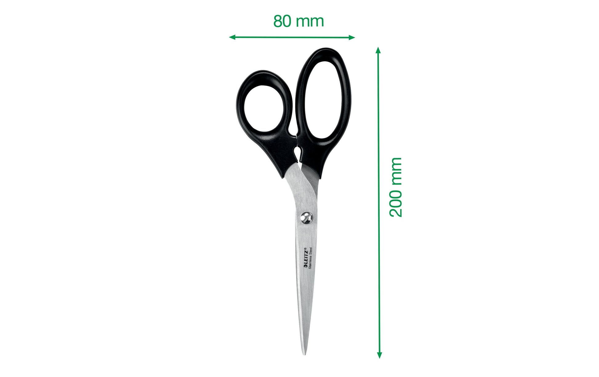 Leitz Schere 20,0 cm, für Rechts- und Linkshänder – Edelstahl, Softgrip, Schwarz