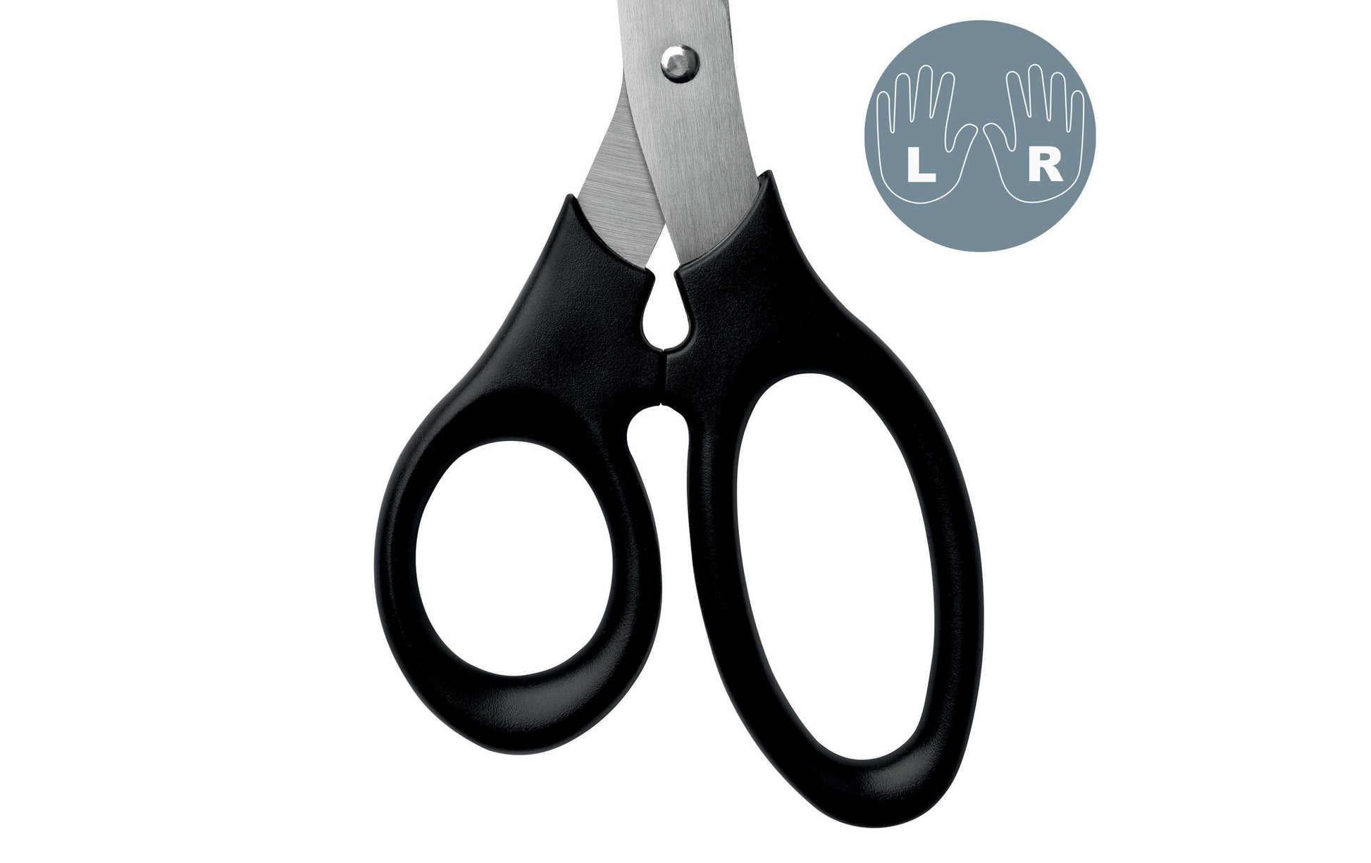 Leitz Schere 18,5 cm, für Rechts- und Linkshänder – Edelstahl, ergonomischer Griff, Schwarz