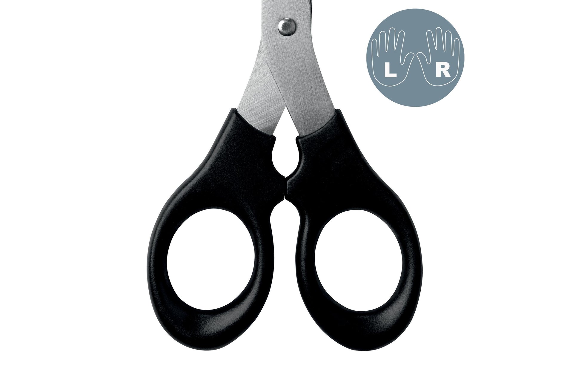 Leitz Schere 16,5 cm, für Rechts- und Linkshänder – Edelstahl, ergonomischer Griff, Schwarz