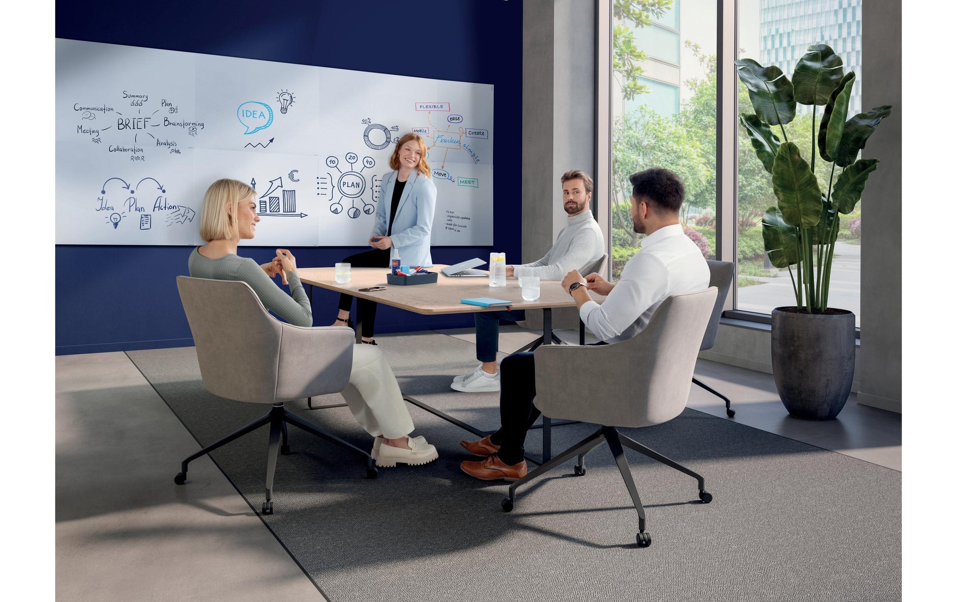 Franken Whiteboard – 90 × 120 cm, lackierter Stahl, magnetisch, Wandmontage, inkl. Befestigungsmaterial
