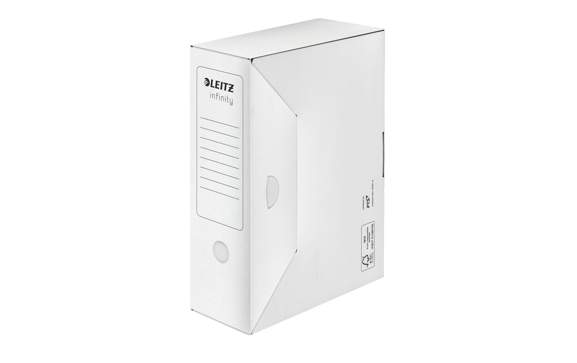 Leitz Archivschachtel – für A4, B 100 × H 255 × T 330 mm, mit Verschlusslasche, säurefrei, weiss, 10 Stück