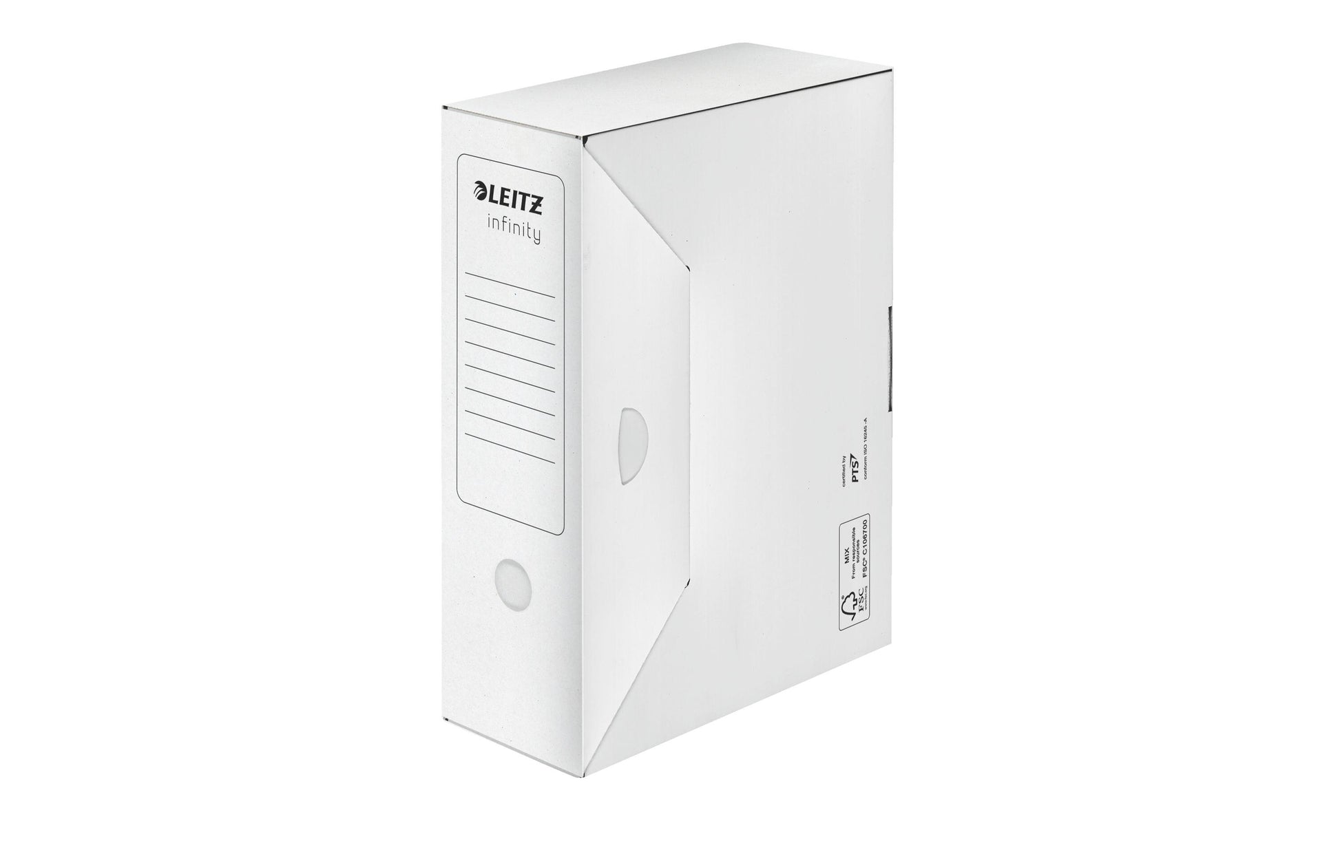 Leitz Archivschachtel – für A4, B 100 × H 255 × T 330 mm, mit Verschlusslasche, säurefrei, weiss, Karton