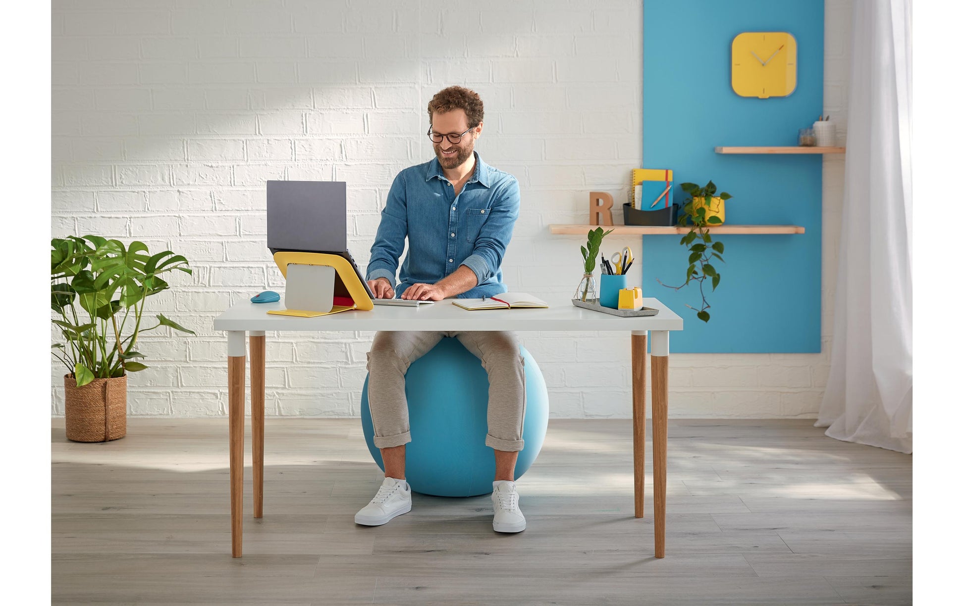 Leitz Sitzball Ergo Cosy Active – Ø 65 cm, 100 kg, sanftes Blau