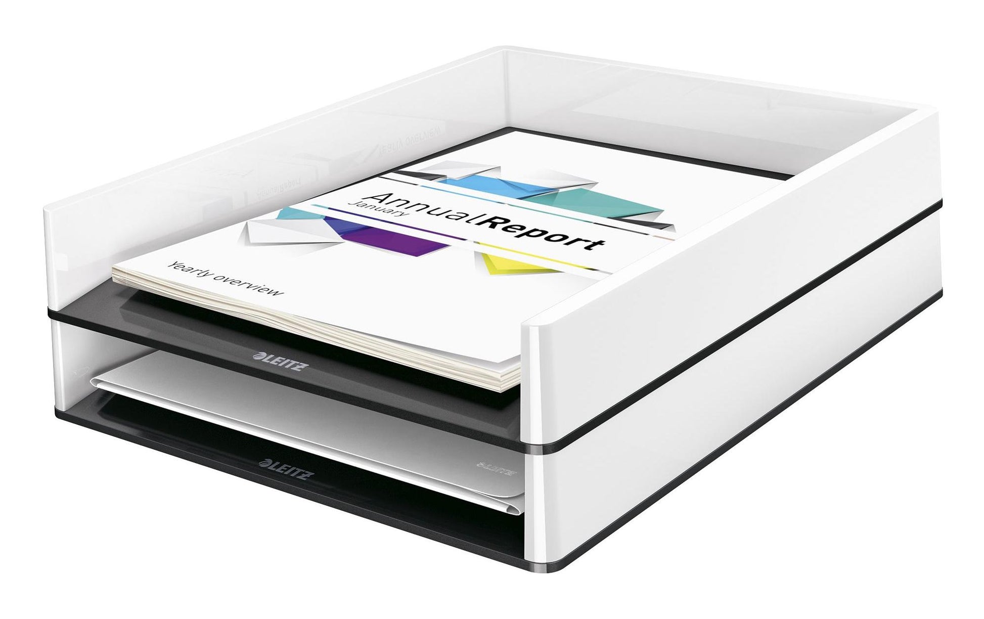 Leitz WOW Duo Colour – Briefkorb für A4, Polystyrol (PS), Schwarz/Weiss, Hochglänzend, 267 × 49 × 336 mm