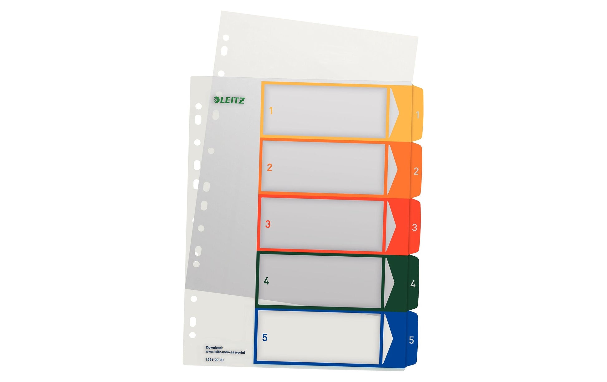 Leitz Register – A4, 5-teilig, PP, farbig, vorgedruckt, 11-fach gelocht, für Zeigebuchtaschen