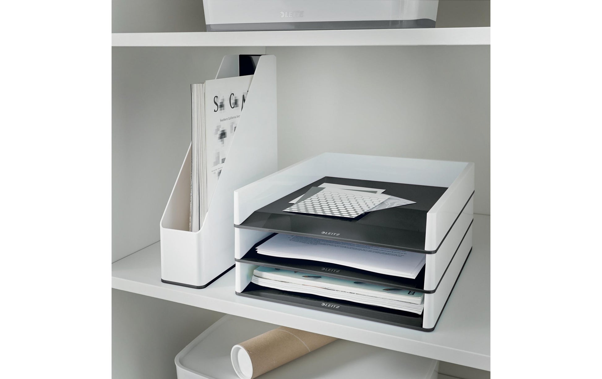 Leitz WOW Duo Colour – Briefkorb für A4, Polystyrol (PS), Schwarz/Weiss, Hochglänzend, 267 × 49 × 336 mm