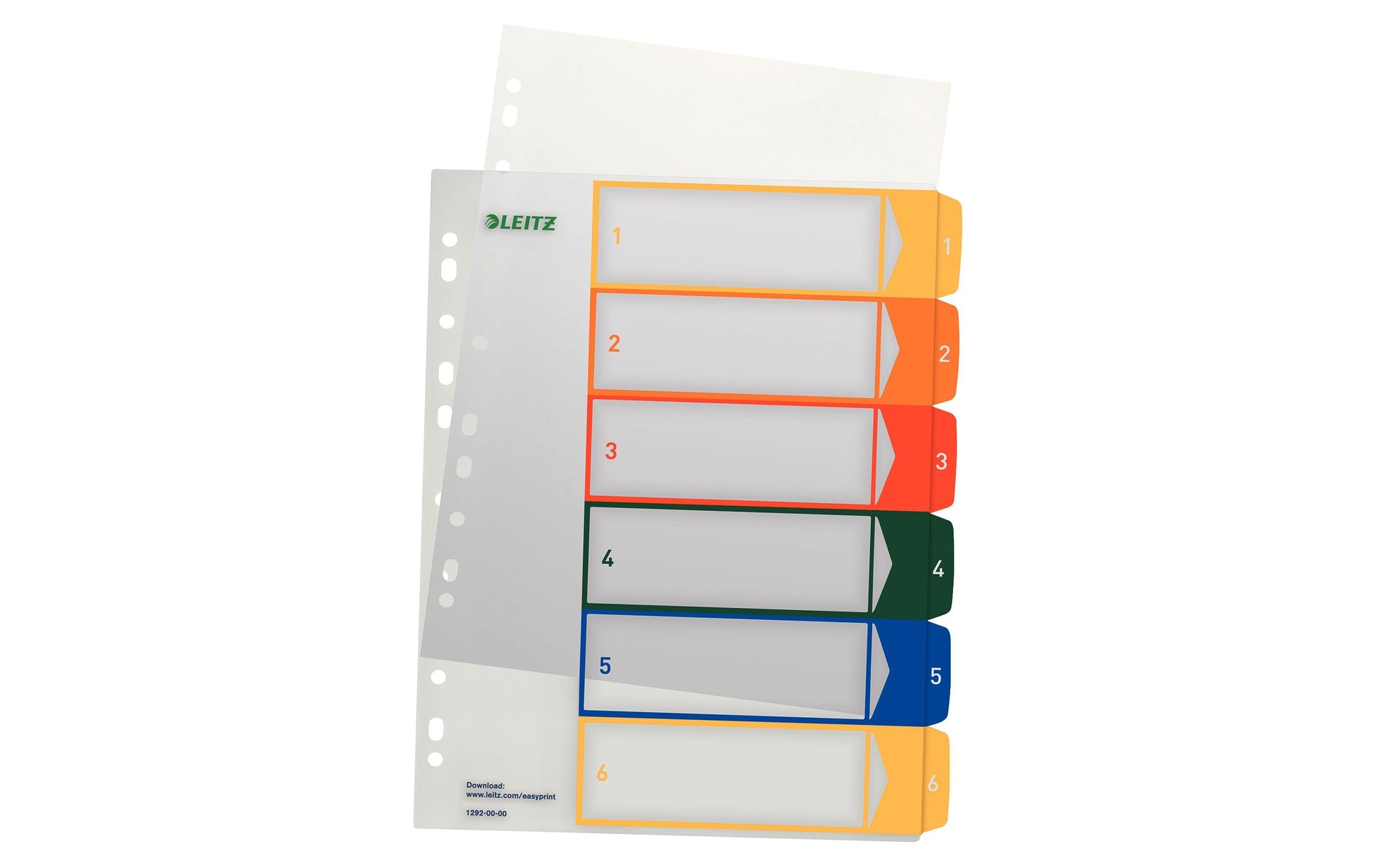 Leitz Register – A4, 6-teilig, PP, farbig, vorgedruckt, 11-fach gelocht, für Zeigebuchtaschen