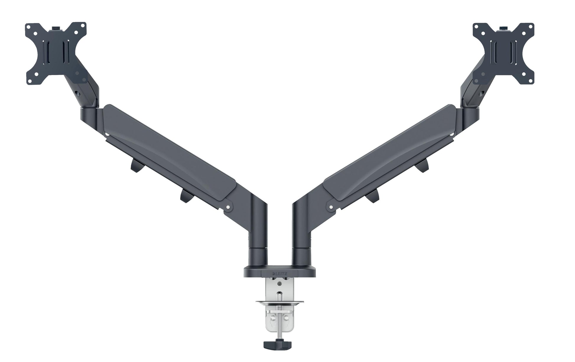 Leitz Ergo – Monitorarm, Dual, bis 32", VESA 75 × 75 mm, 9 kg, neigbar, dunkelgrau