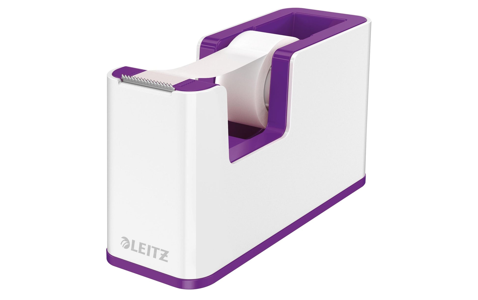 Leitz Tischabroller – für Klebeband bis 19 mm × 33 m, Kern 1", inkl. Rolle, Kunststoff (PS), weiss/violett, Ei