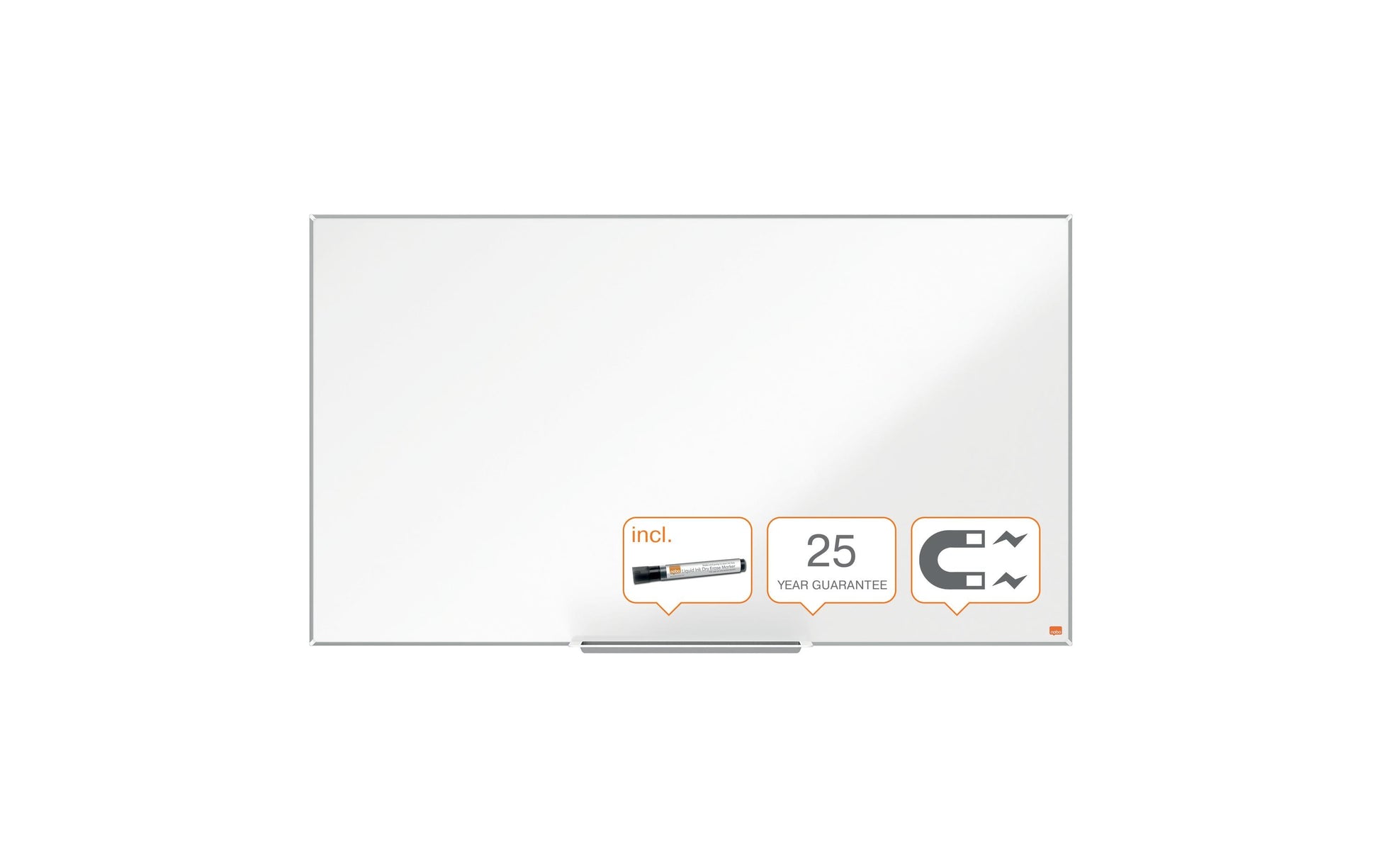 Nobo Whiteboard – 122 × 69 cm, Emaille, magnetisch, Aluminiumrahmen, Wandmontage