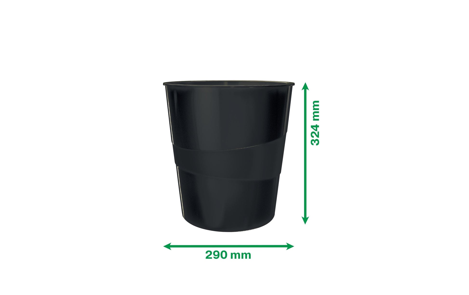 Leitz Papierkorb – 15 l – Kunststoff, Schwarz – Ø 290 × H 324 mm, Blauer Engel