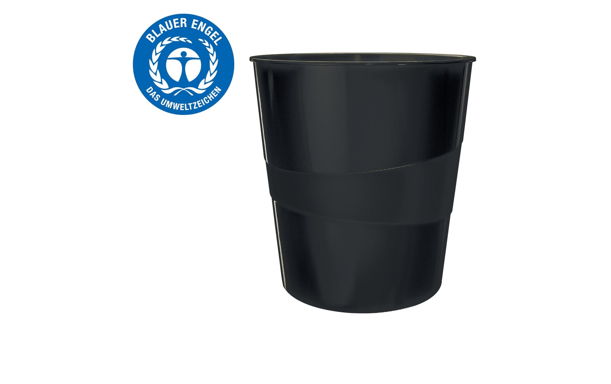 Leitz Papierkorb – 15 l – Kunststoff, Schwarz – Ø 290 × H 324 mm, Blauer Engel