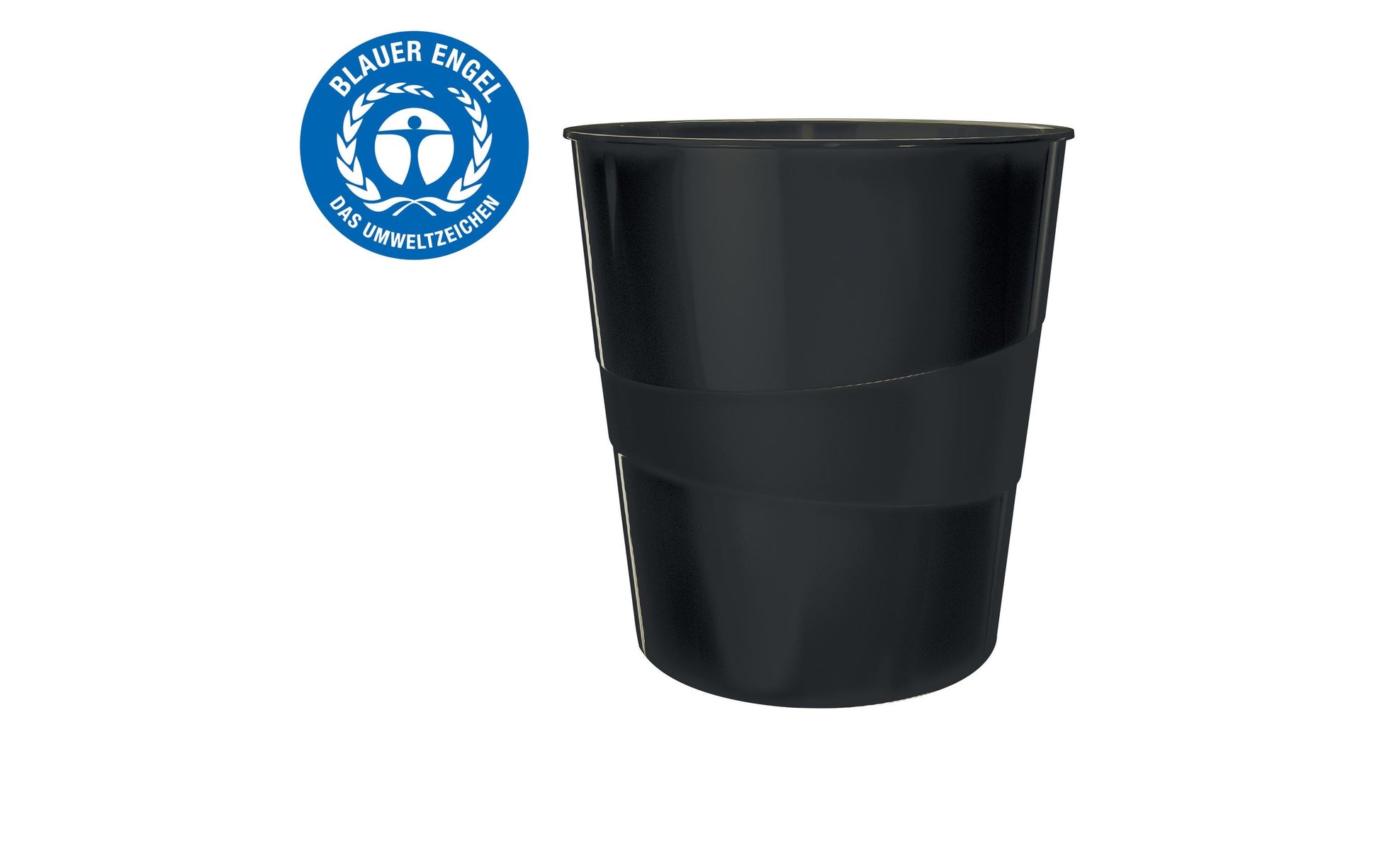 Leitz Papierkorb – 15 l – Kunststoff, Schwarz – Ø 290 × H 324 mm, Blauer Engel