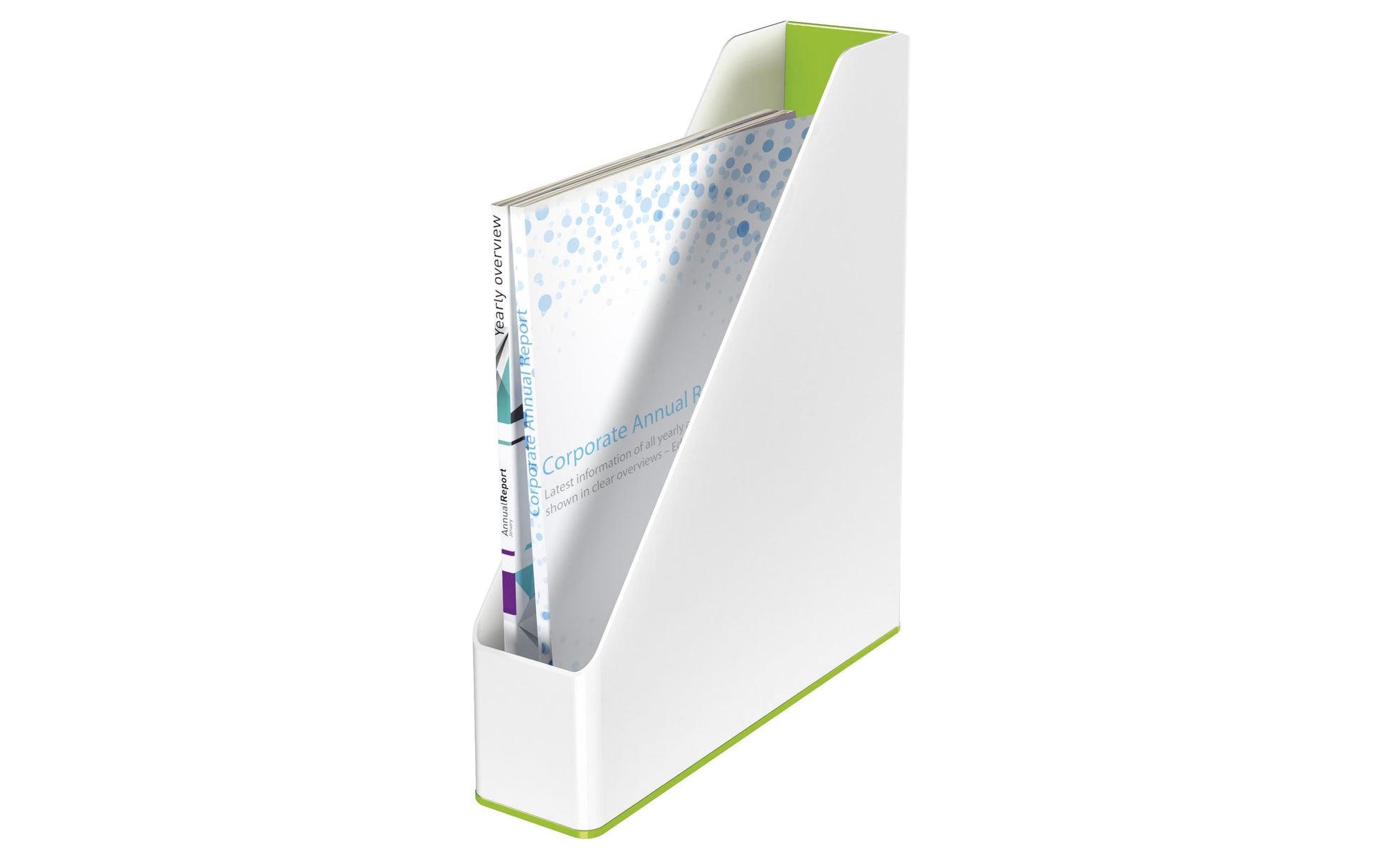 Leitz WOW Stehsammler – für A4, grün/weiss, Polystyrol (PS), B 73 × H 318 × T 272 mm