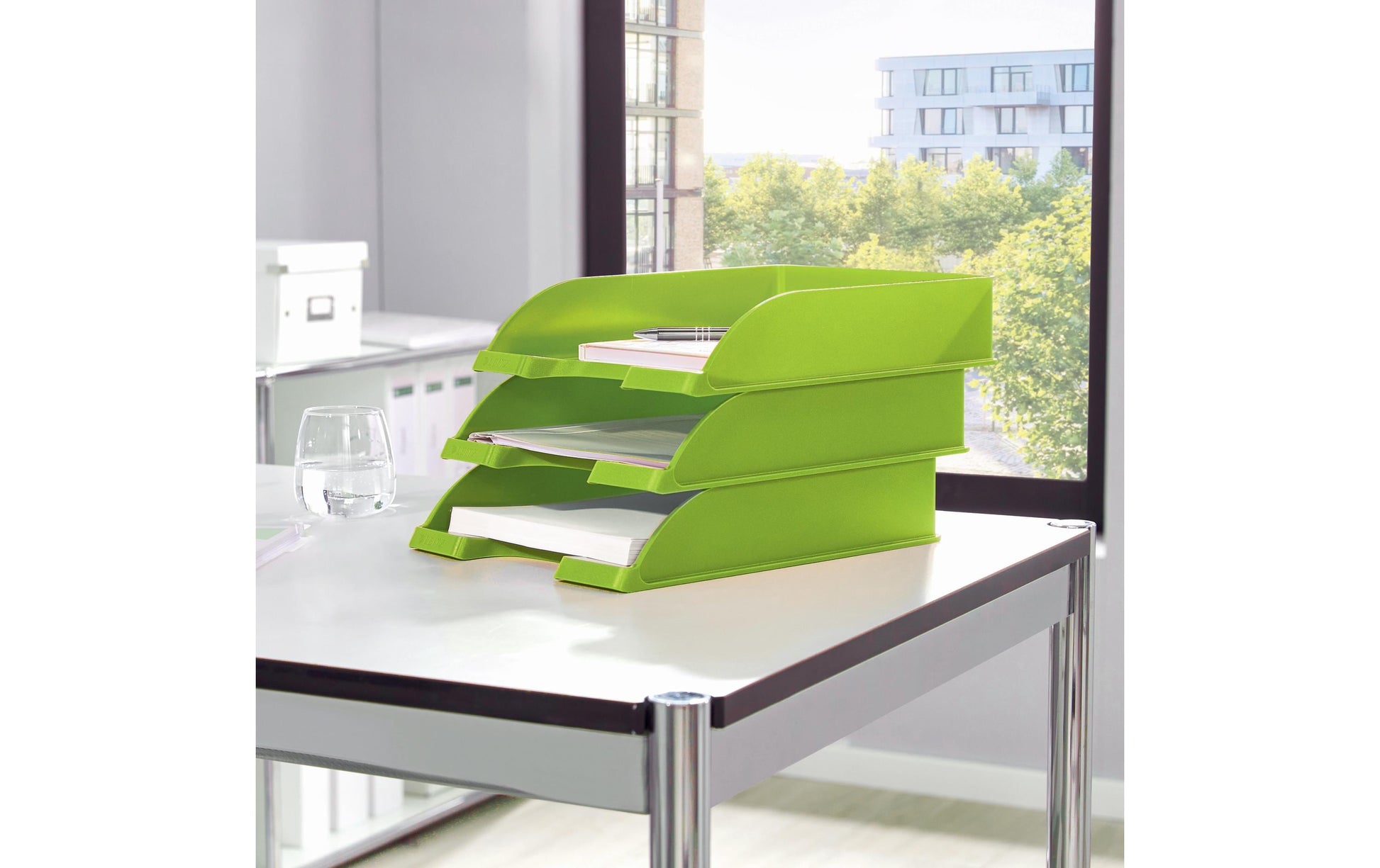 Leitz WOW – Briefkorb für A4, Polystyrol (PS), Hellgrün, 255 × 70 × 357 mm