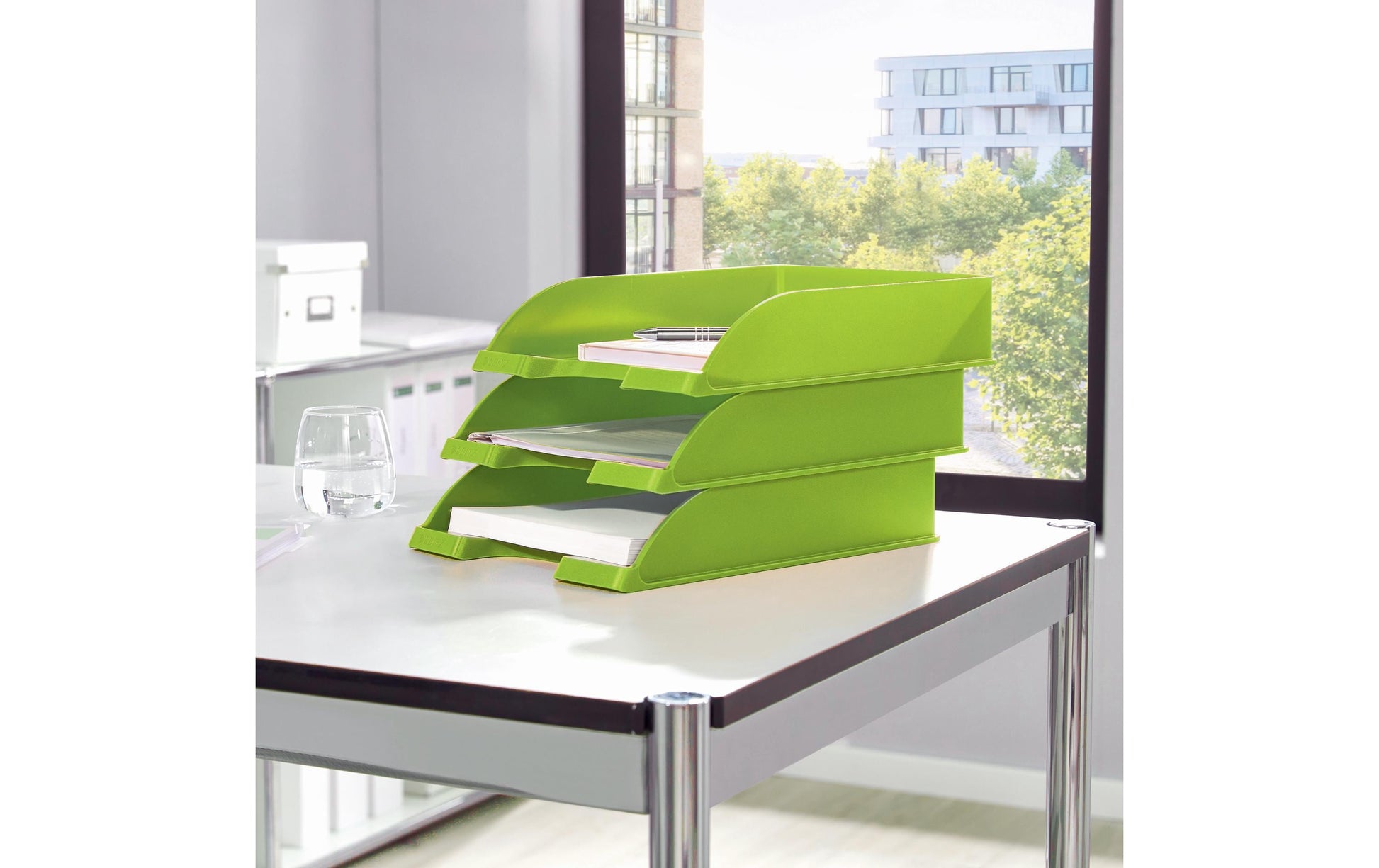 Leitz WOW – Briefkorb für A4, Polystyrol (PS), Hellgrün, 255 × 70 × 357 mm