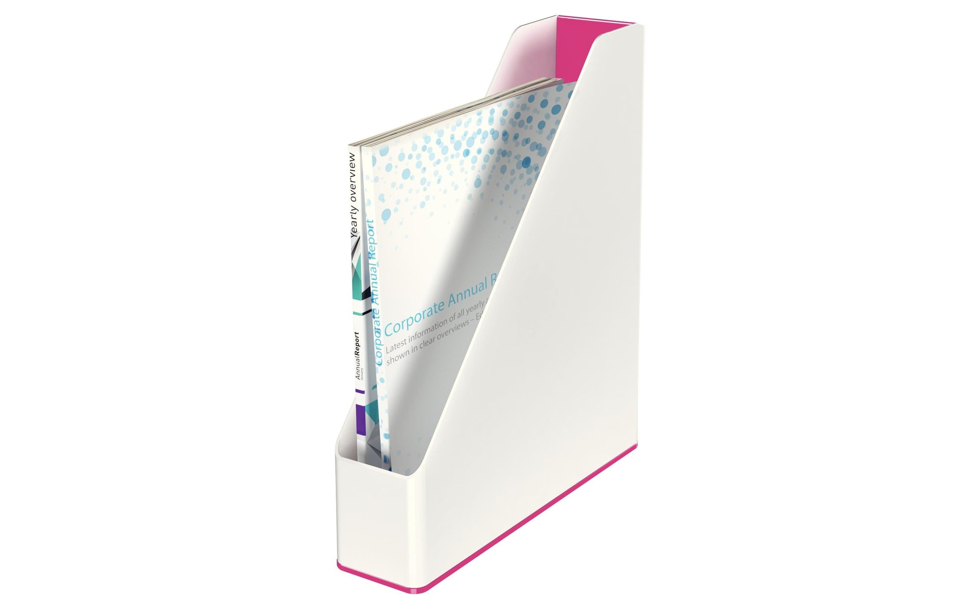 Leitz WOW Stehsammler – A4 – Polystyrol – Weiss/Pink – 73 × 272 × 318 mm