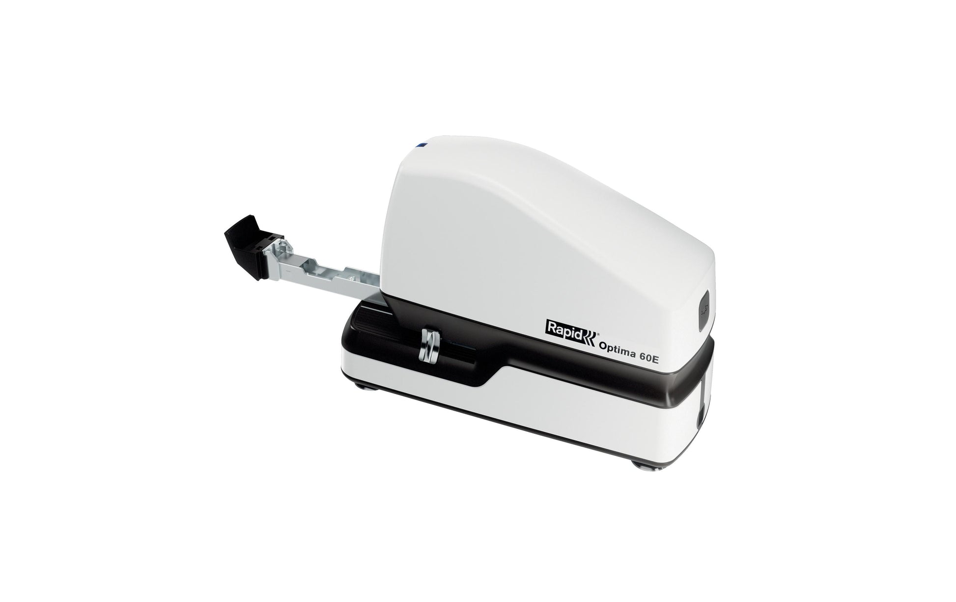 Rapid Optima 60E – Elektrischer Hefter, LED-Klammeranzeige, Einlegetiefe 5-30 mm, Weiss