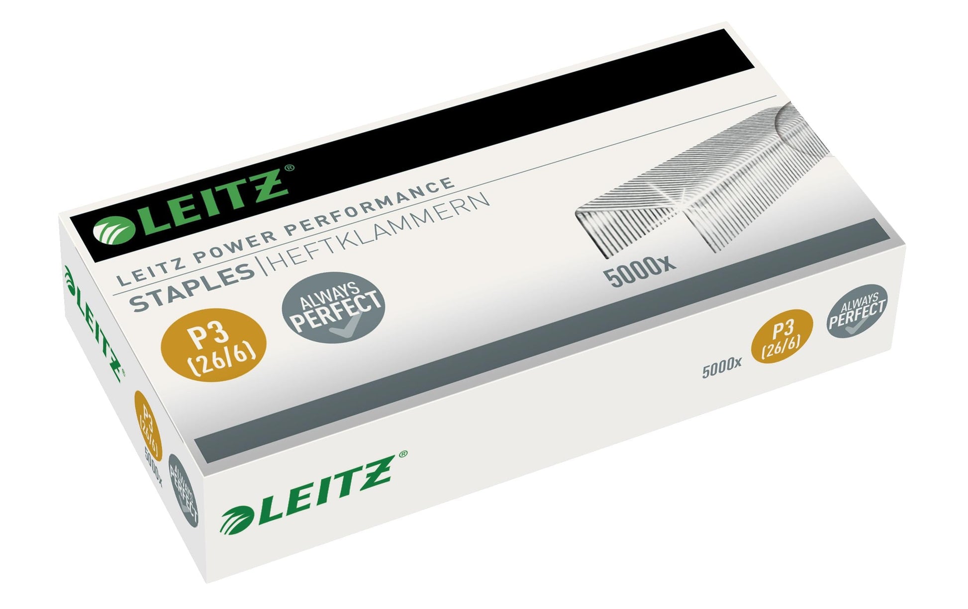 Leitz Heftklammern 26/6 – 30 Blatt – verzinkt, Stahl, Silber – 5000 Stk.