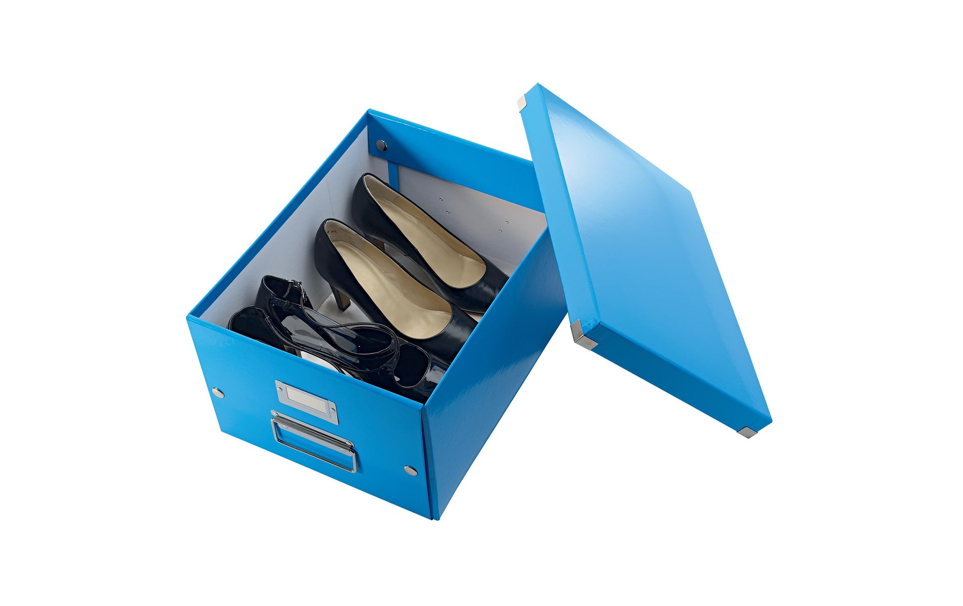 Leitz Click & Store Aufbewahrungsbox 17 l – für A4, mit Deckel, stapelbar, mit Etikettenhalter, blau, MDF/PP