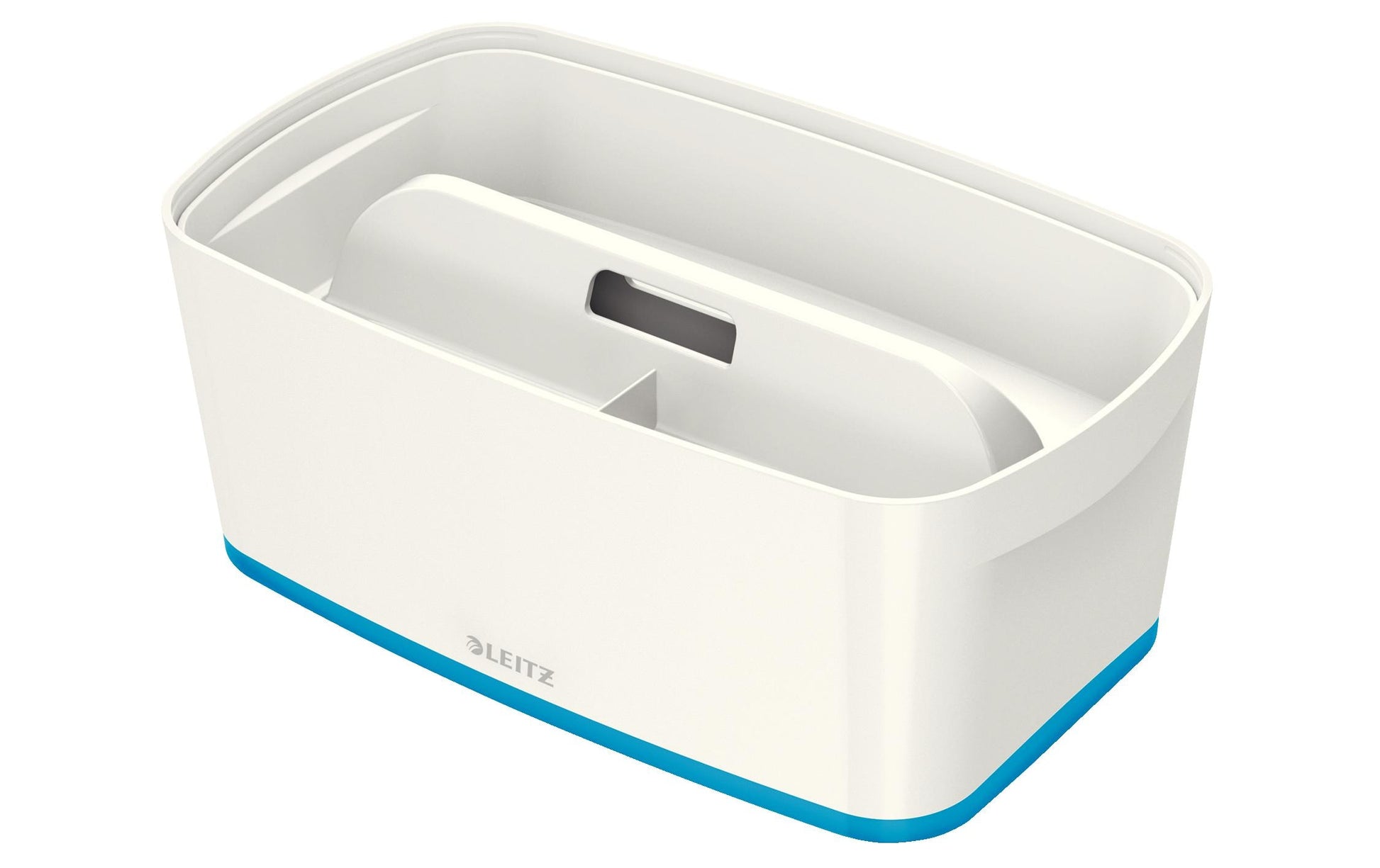 Leitz Aufbewahrungsbox MyBox – Kunststoff, weiss/blau, 31,8 × 12,8 × 19,1 cm