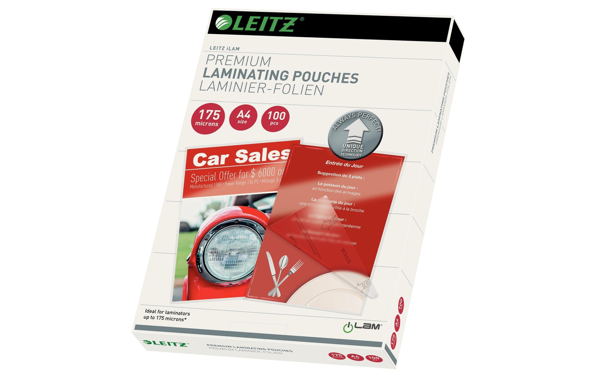 Leitz iLAM UDT Laminierfolien A4, glänzend – 175 µm, 216 × 303 mm, 100 Stk.