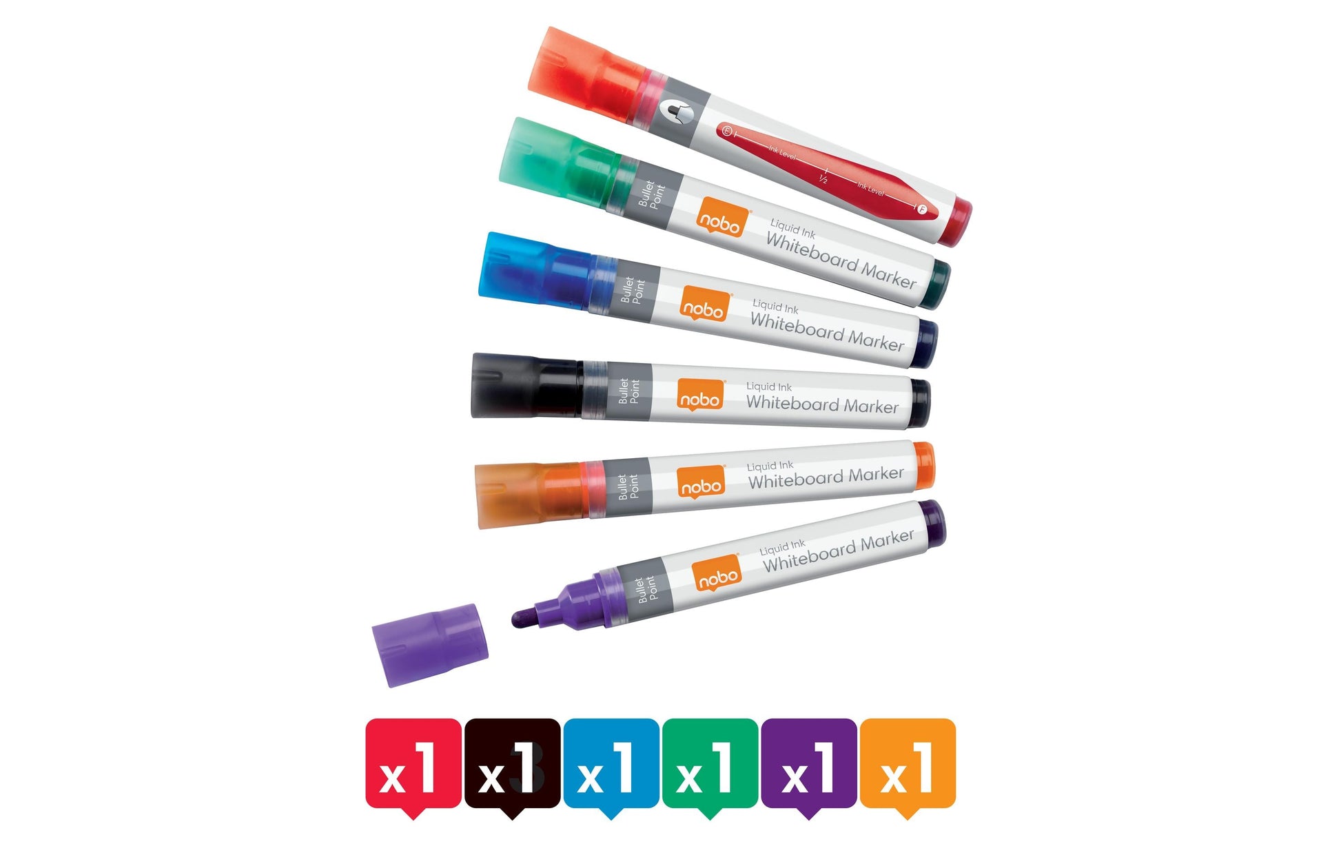 Nobo Whiteboard-Marker – 3 mm – sortiert – 6er-Set