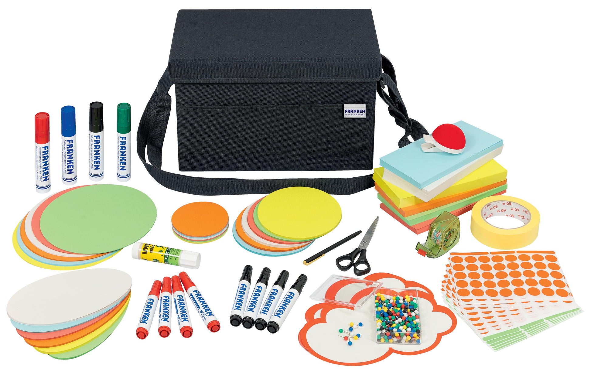 Franken Moderationstasche – Zubehör-Set, grau, 355 × 230 × 200 mm