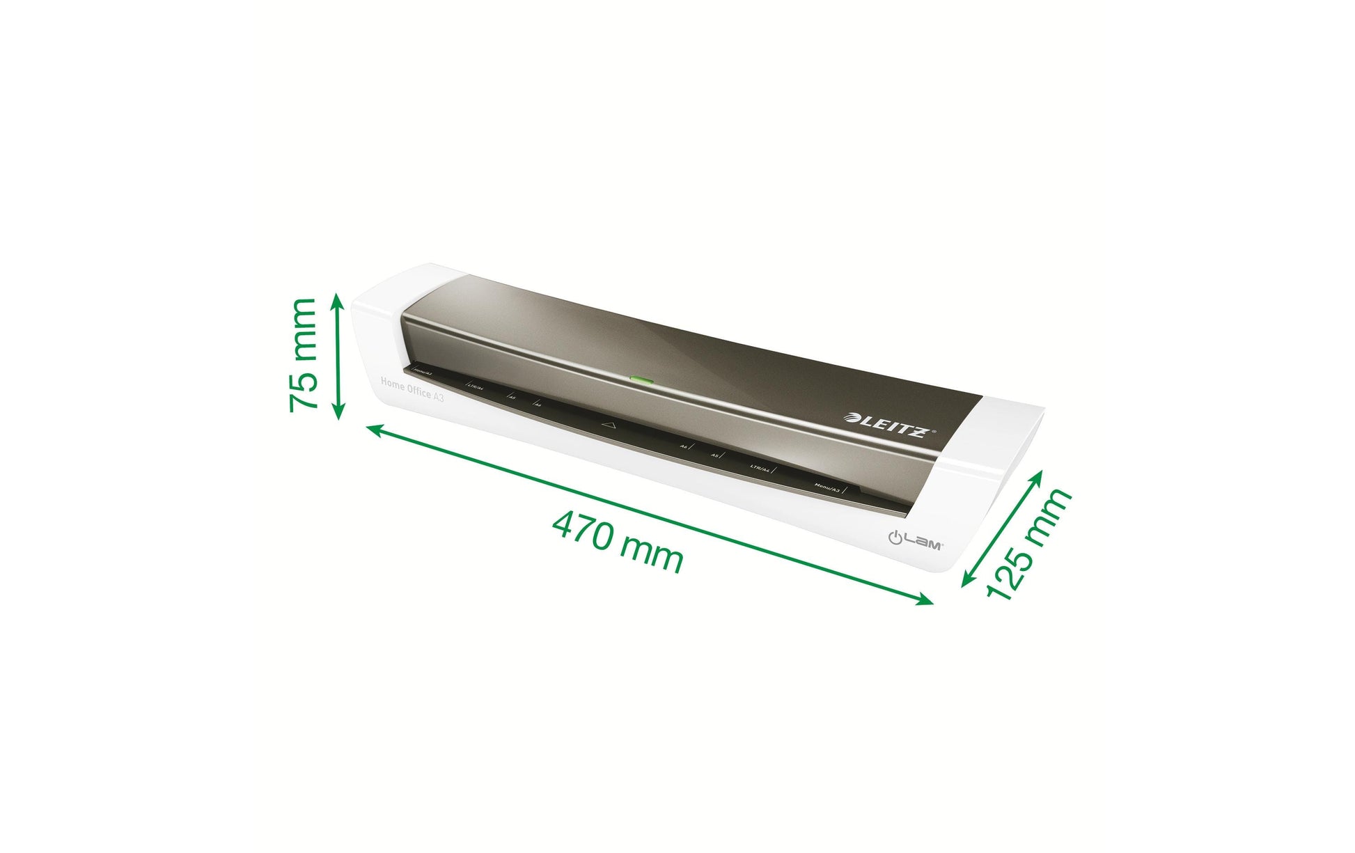 Leitz iLAM Home Office Laminiergerät A3 – Heisslaminator, bis 125 µm, 2 Rollen, 310 mm/min, grau