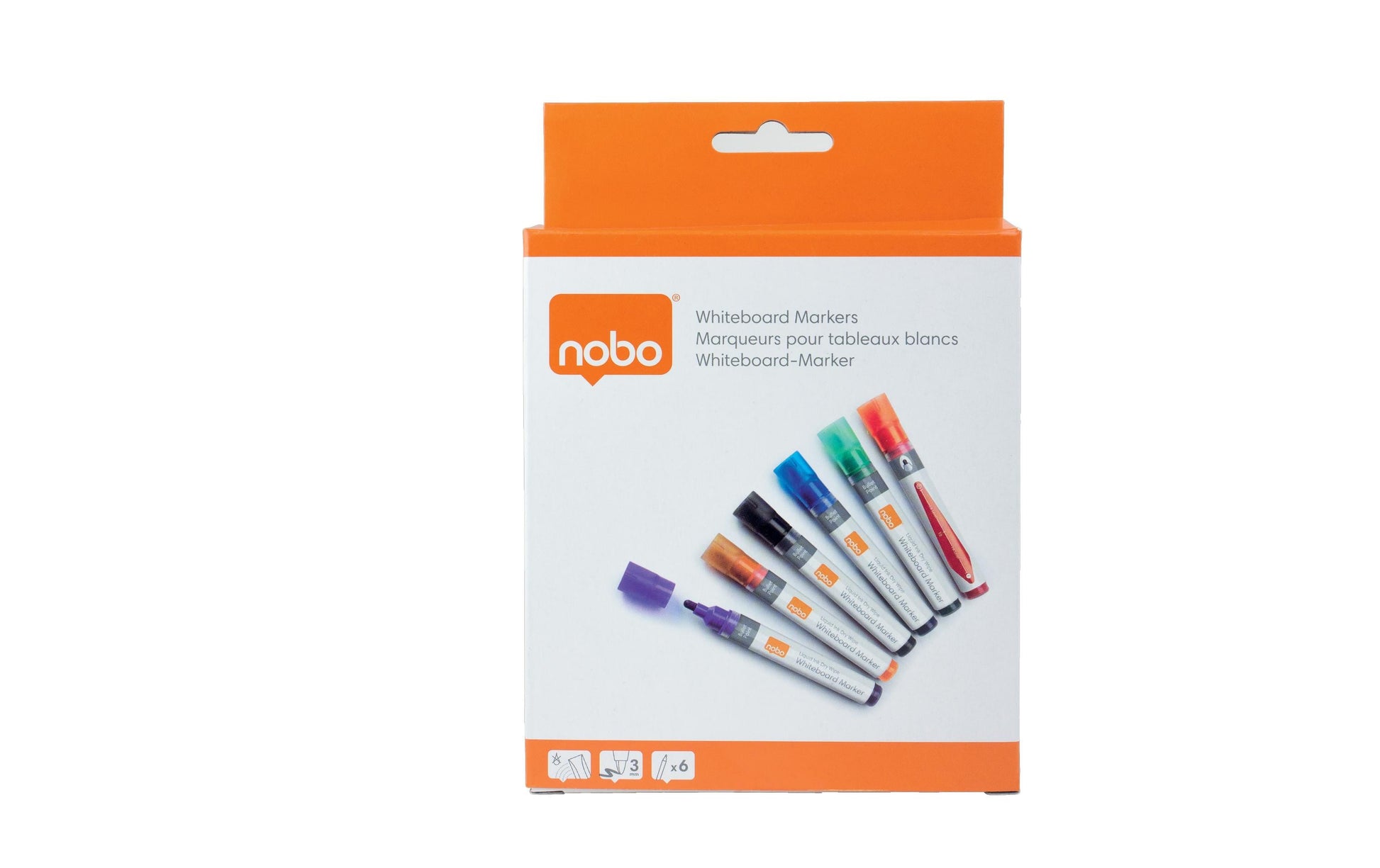 Nobo Board-Marker – Rundspitze 3 mm – Sortiert – 6er-Set – Trocken abwischbar