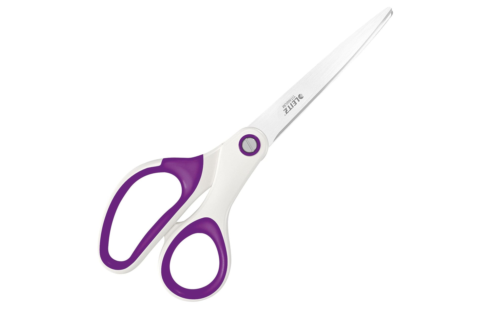 Leitz WOW Schere – Edelstahl, titanbeschichtet, ergonomischer Griff, Violett/Weiss
