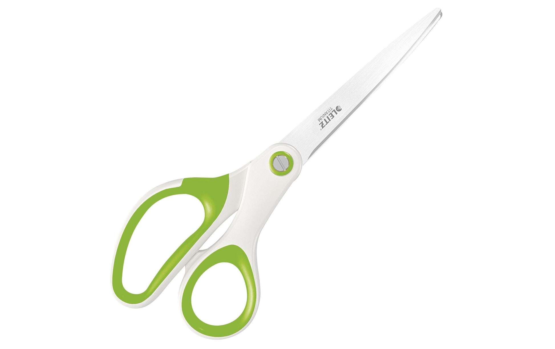 Leitz WOW Schere 20,5 cm, spitz, für Rechtshänder – Edelstahl, titanbeschichtet, Softgrip, Grün/Weiss