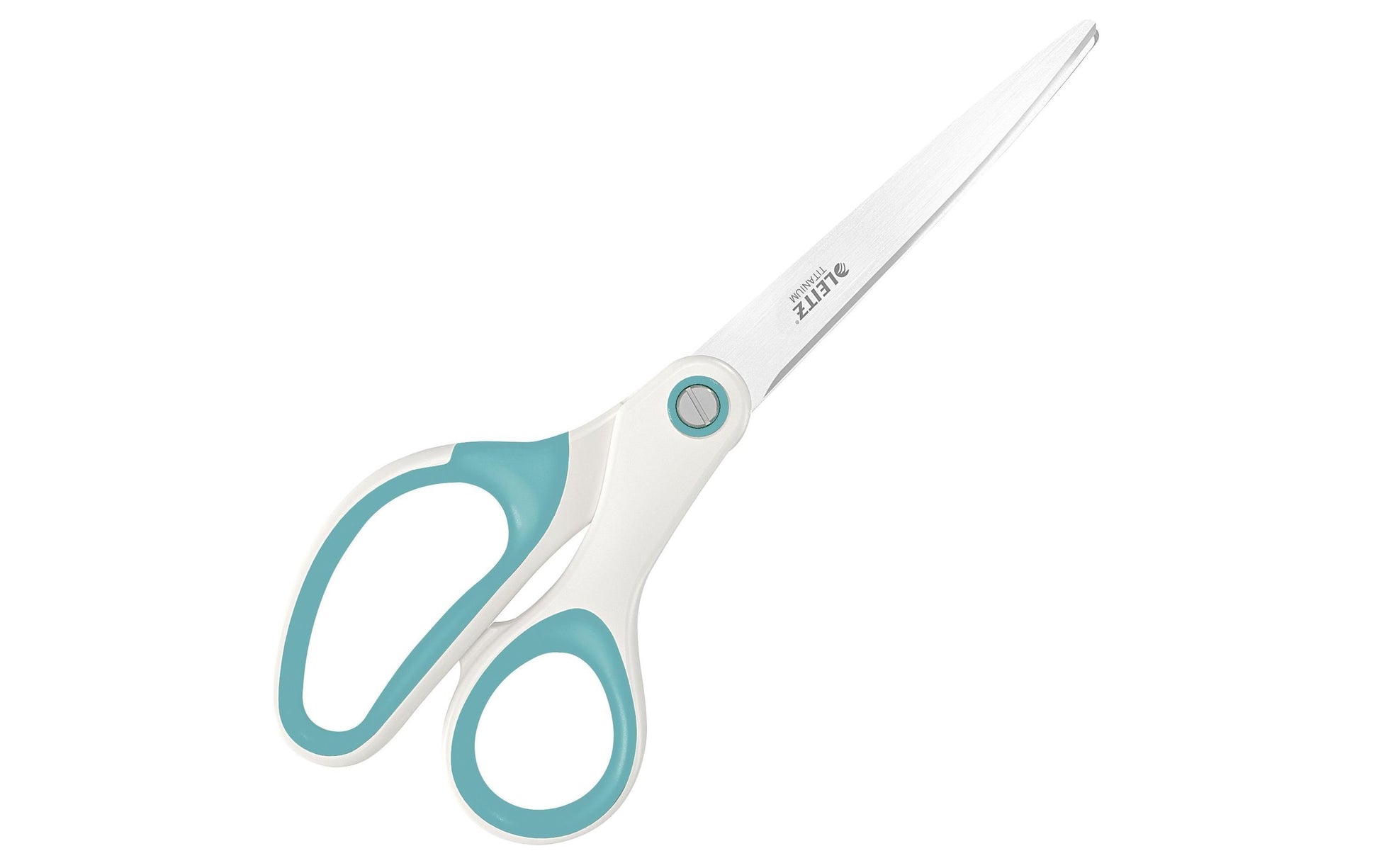Leitz Schere 20,5 cm, für Rechts- und Linkshänder – Edelstahl, titanbeschichtet, Eisblau/Weiss