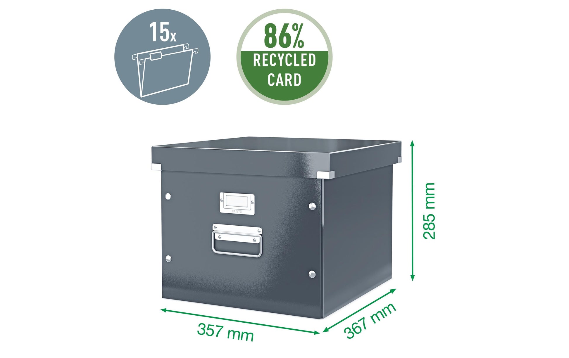 Leitz Aufbewahrungsbox B 357 × H 367 × T 285 mm – für A4, 1 Schublade, mit Etikettenhalter, Weiss