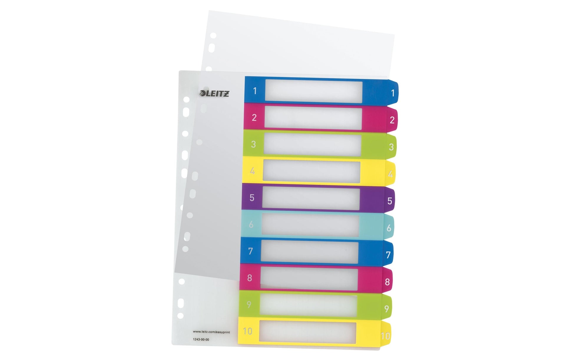 Leitz Wow Register – A4, 10-teilig, PP, farbig, vorgedruckt, 11-fach gelocht – für Zeigebuchtaschen