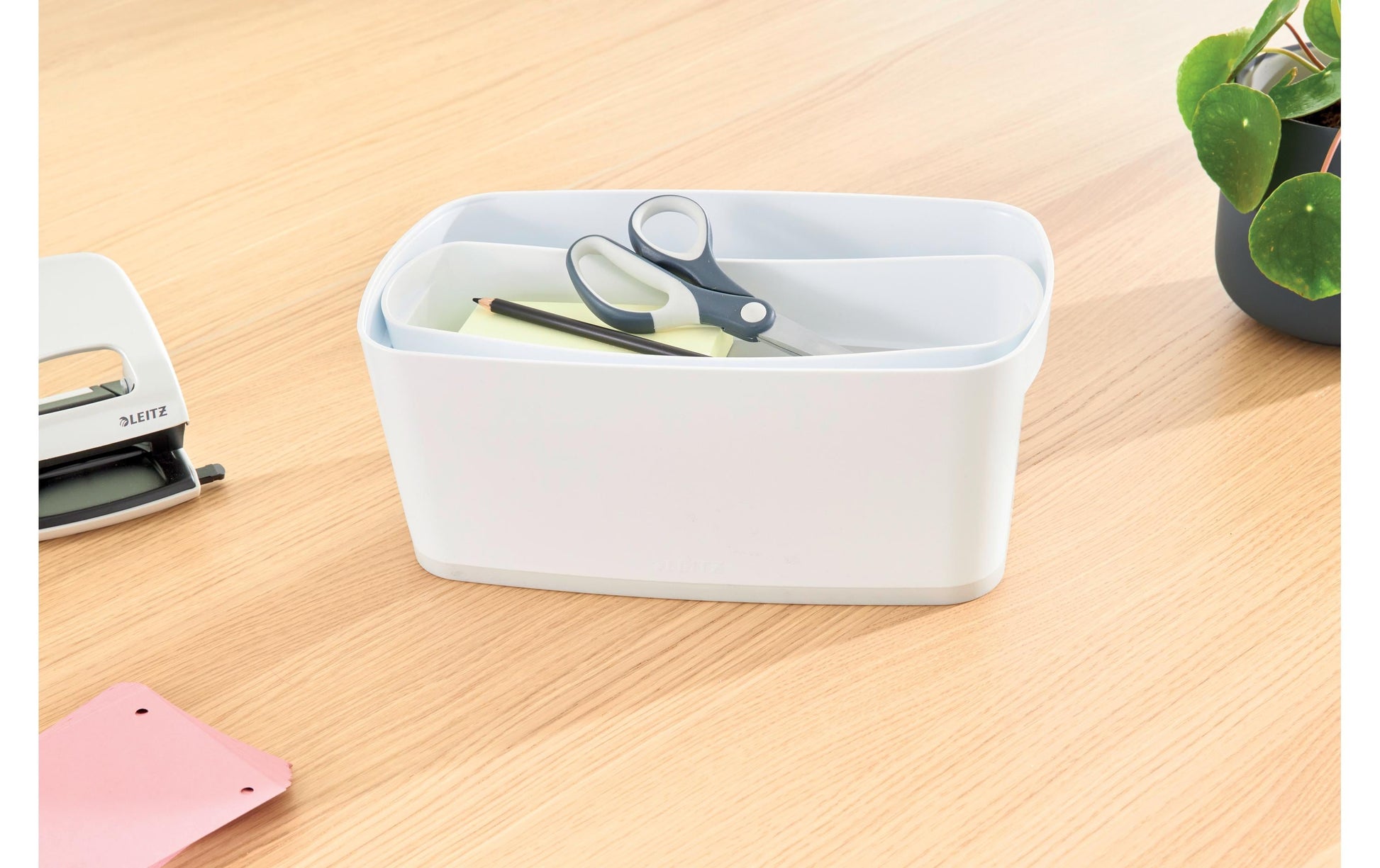 Leitz Aufbewahrungsbox MyBox – Kunststoff, weiss/grau, 31,8 × 12,8 × 19,1 cm – 1er-Pack