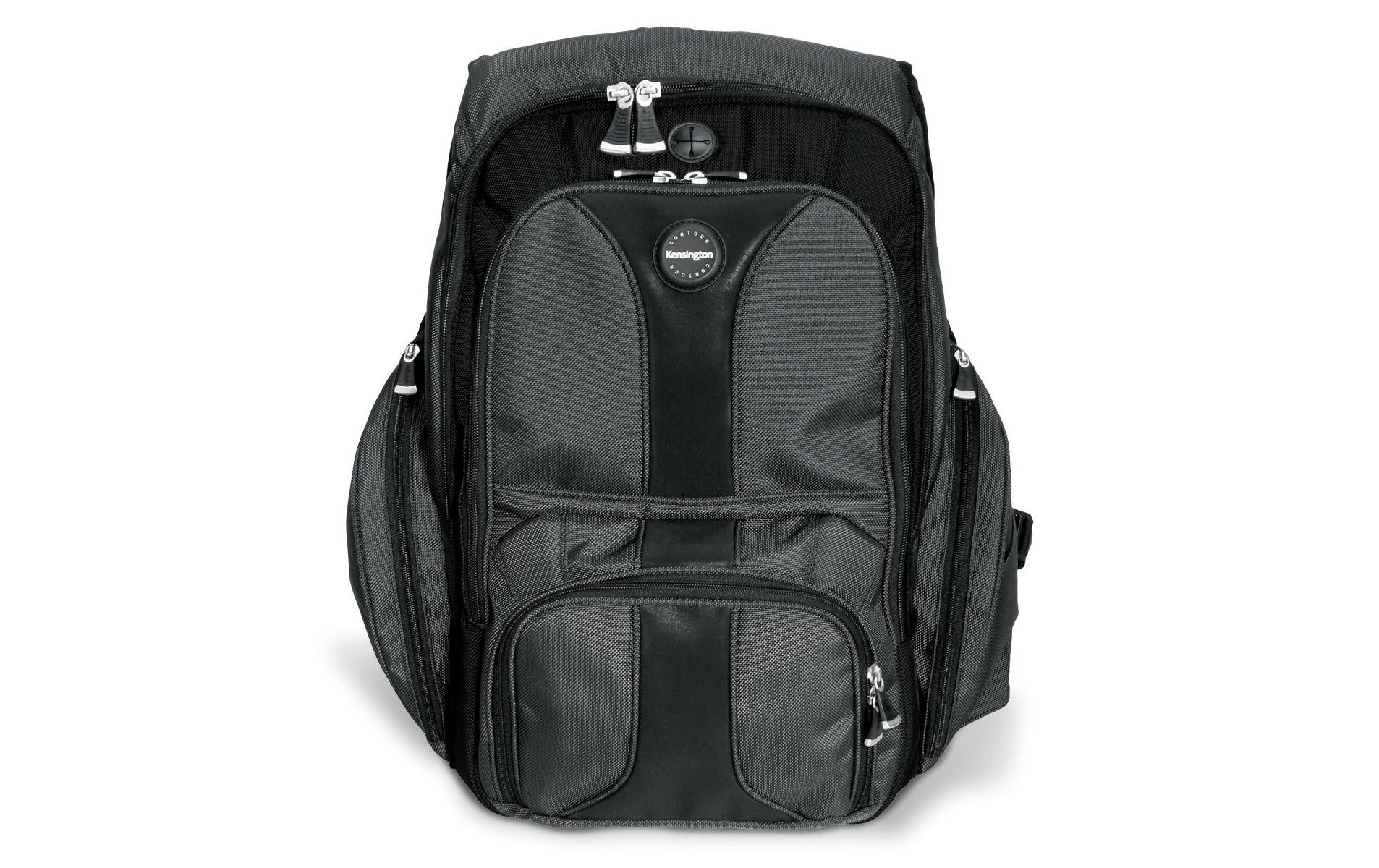 Kensington Notebook-Rucksack Contour – für 16", mit Flaschenhalter, Polyester – Schwarz, 500 × 360 × 220 mm