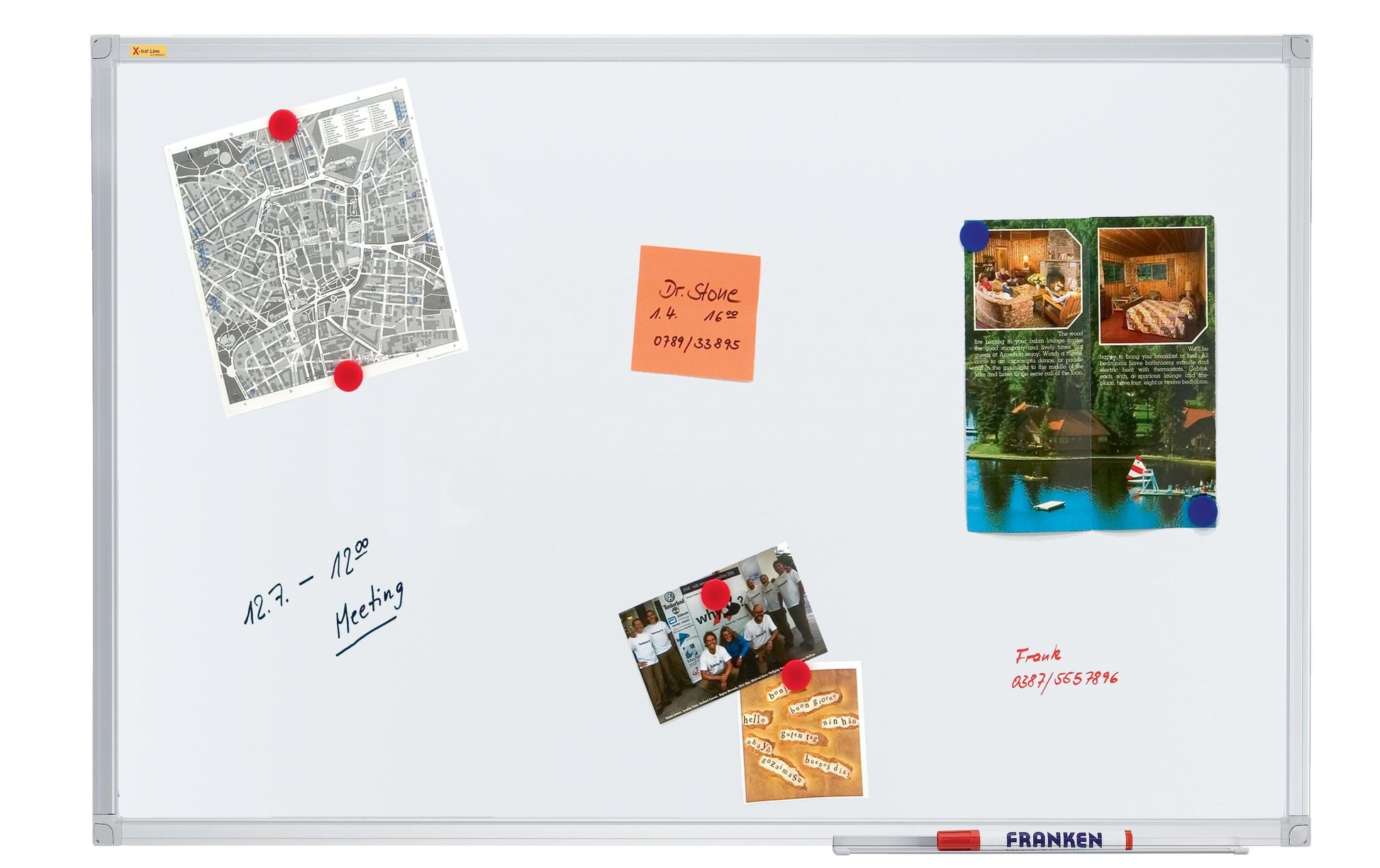 Franken Whiteboard – 300 × 120 cm, lackierter Stahl, magnetisch, Alu-Rahmen, Wandmontage