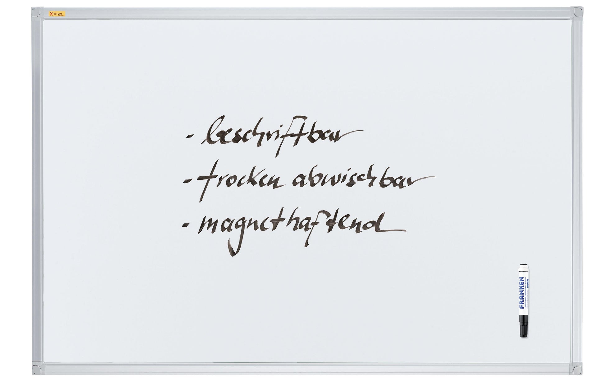Franken Whiteboard – 300 × 120 cm, lackierter Stahl, magnetisch, Alu-Rahmen, Wandmontage